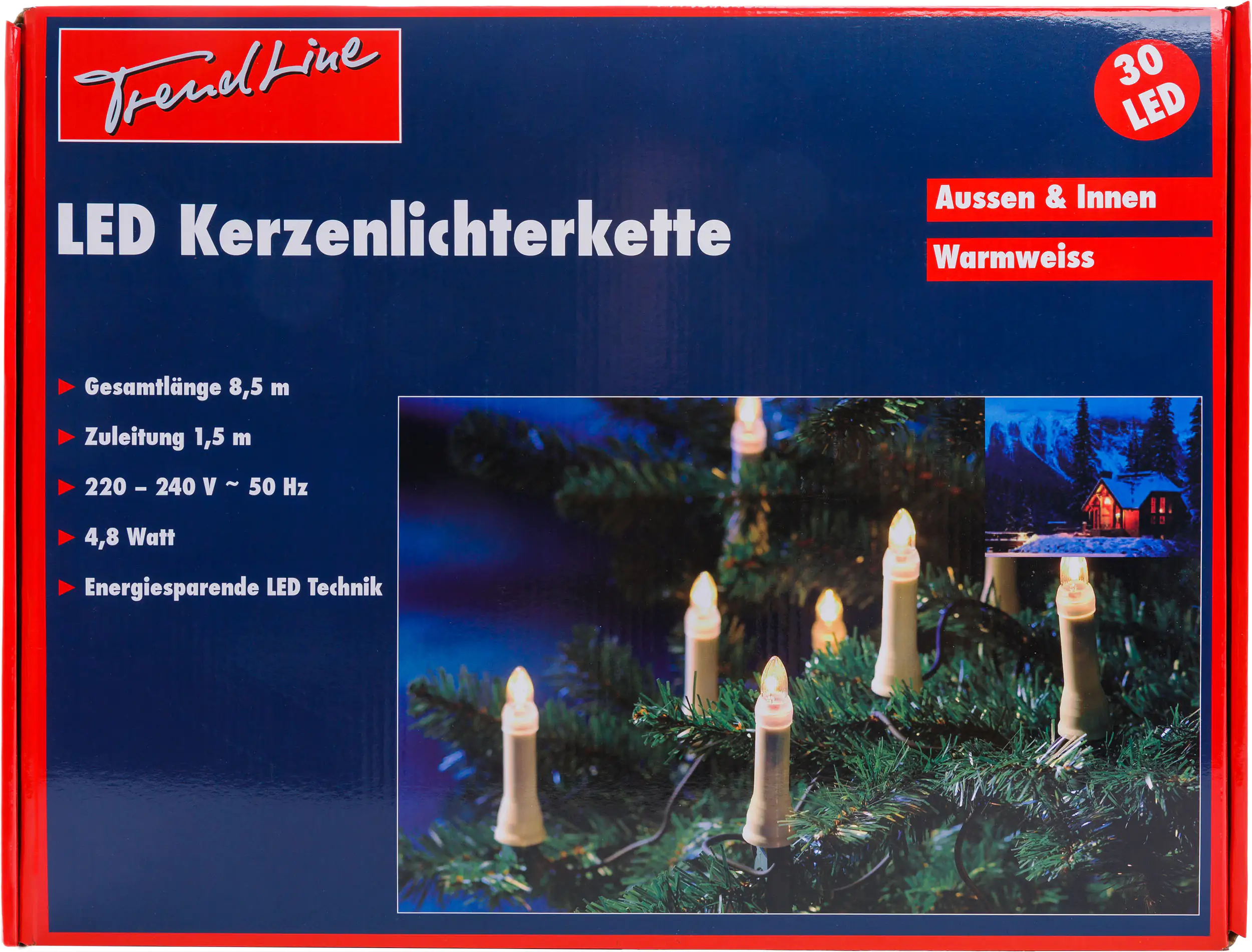 TrendLine LED Kerzenlichterkette 30 LED weiß 30 LED, weiß