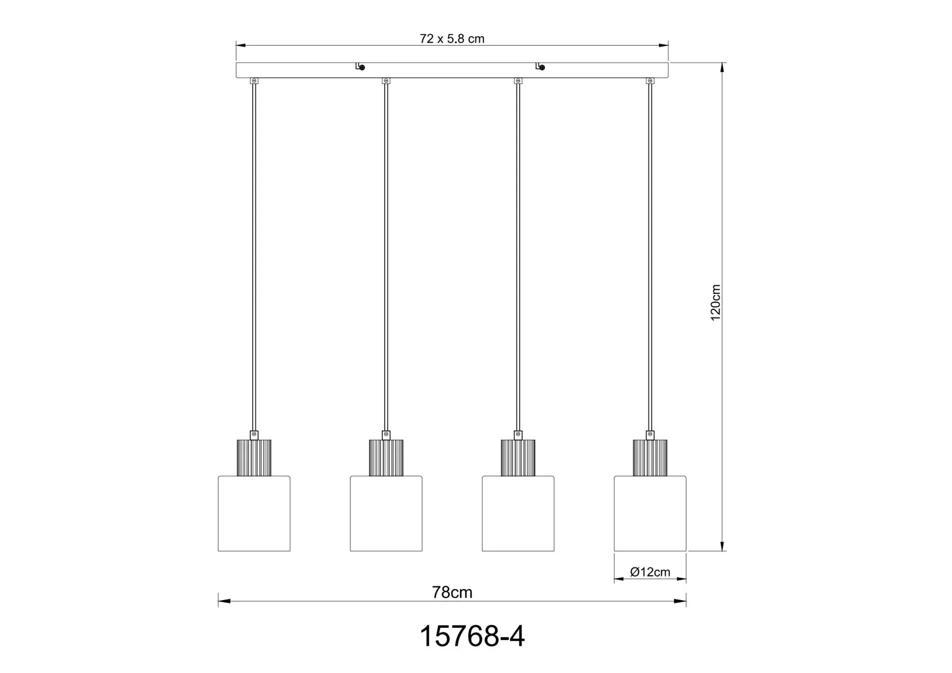 Globo Hängeleuchte Aleidis 78 x 12 x 120 cm L x B x H schwarz matt
