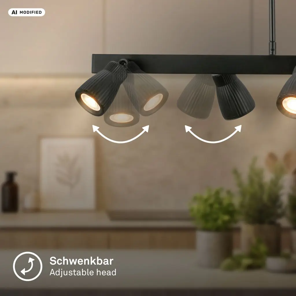 Briloner LED-Pendelleuchte RIFF 6-flammig 80,5 x 120 cm altweiß warmweiß