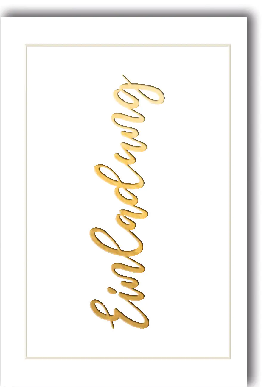 Karte Schriftzug Einladung gold 6 Stück