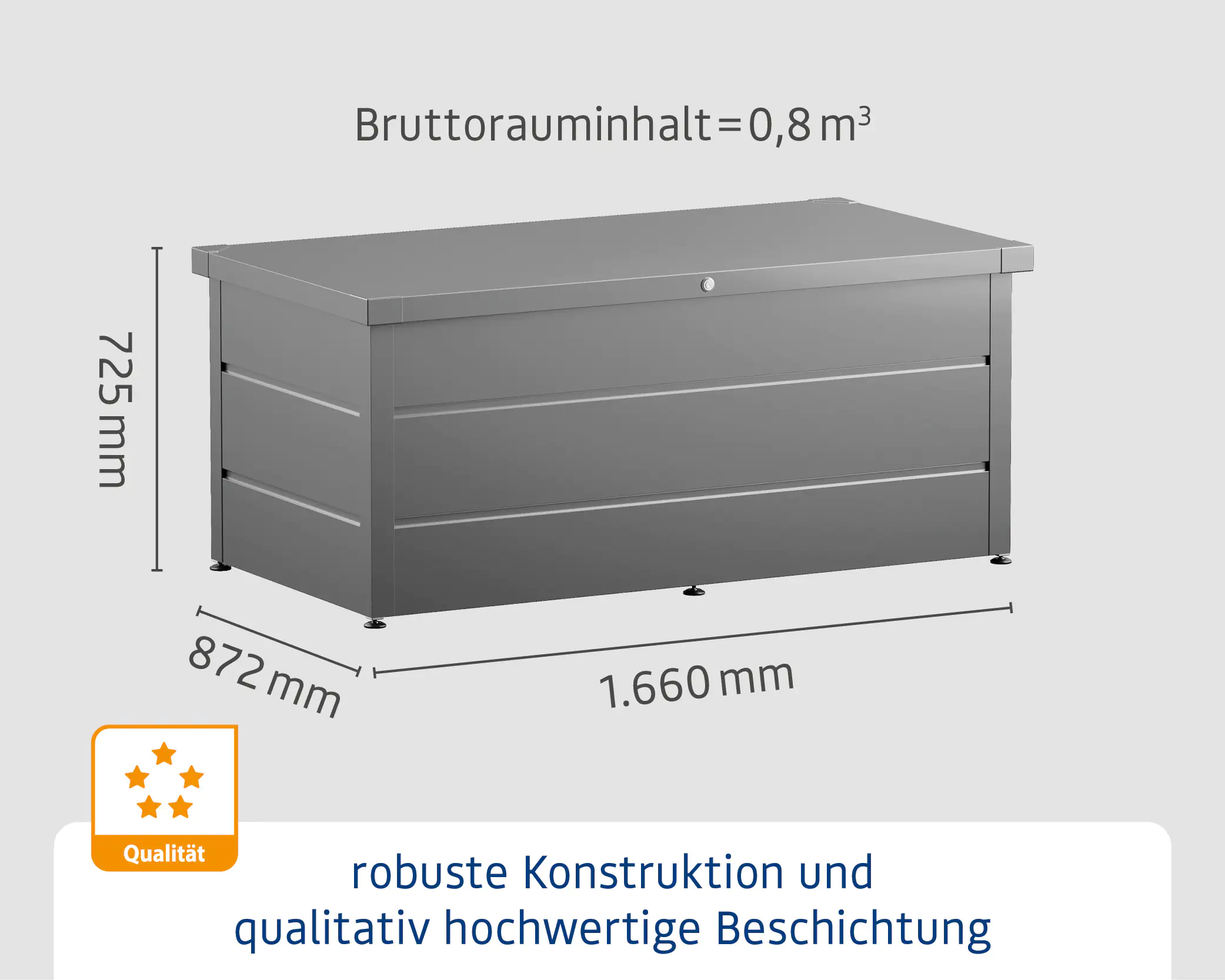 EcoStar Gartenbox Elegant 1620, 166 x 87,4 x 72,6 cm, alugrau EcoStar Gartenbox Elegant 1620, 166 x 87,4 x 72,6 cm, alugrau