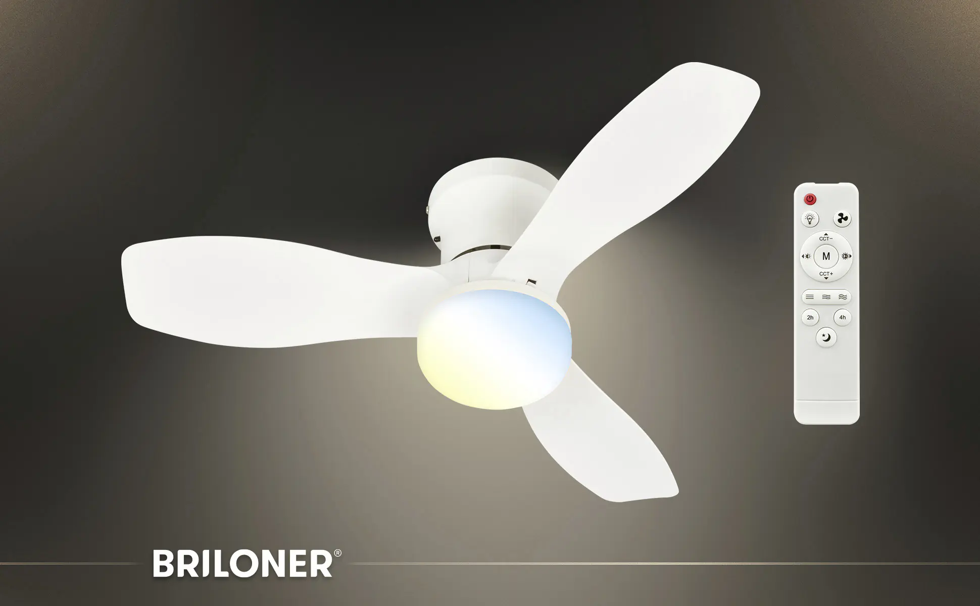 Briloner LED Deckenventilator Pan Ø 60 cm 3 Stufen weiß CCT dimmbar