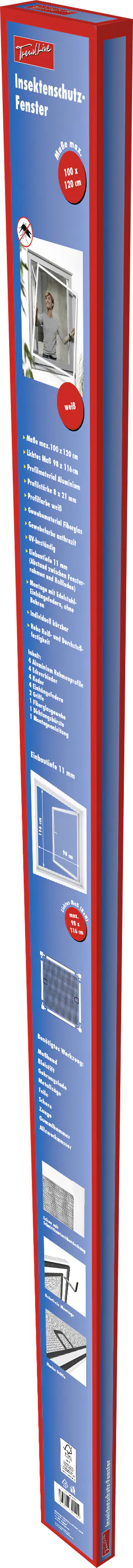 TrendLine Fliegenschutz-Fenster 100 x 120 cm weiß/anthrazit kürzbar