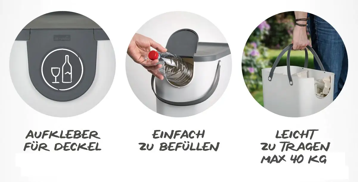 7610859202499_13 Rotho Mülltrennungssystem Albula 25 L mistletoe white Recyclingbehälter