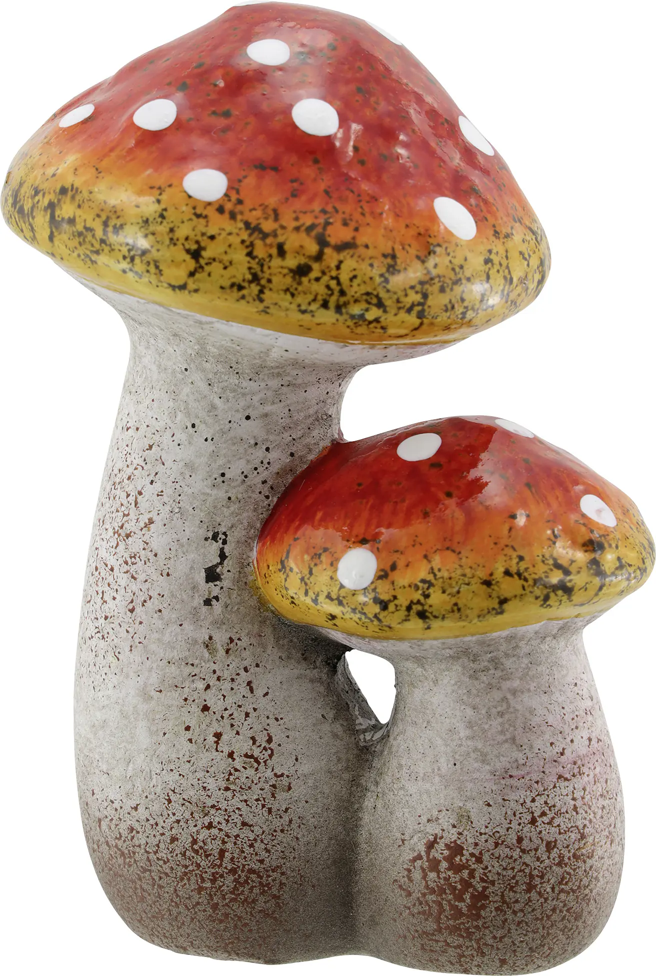 Dekofigur Doppelpilz aus Keramik 10 cm rot orange 1 Stück