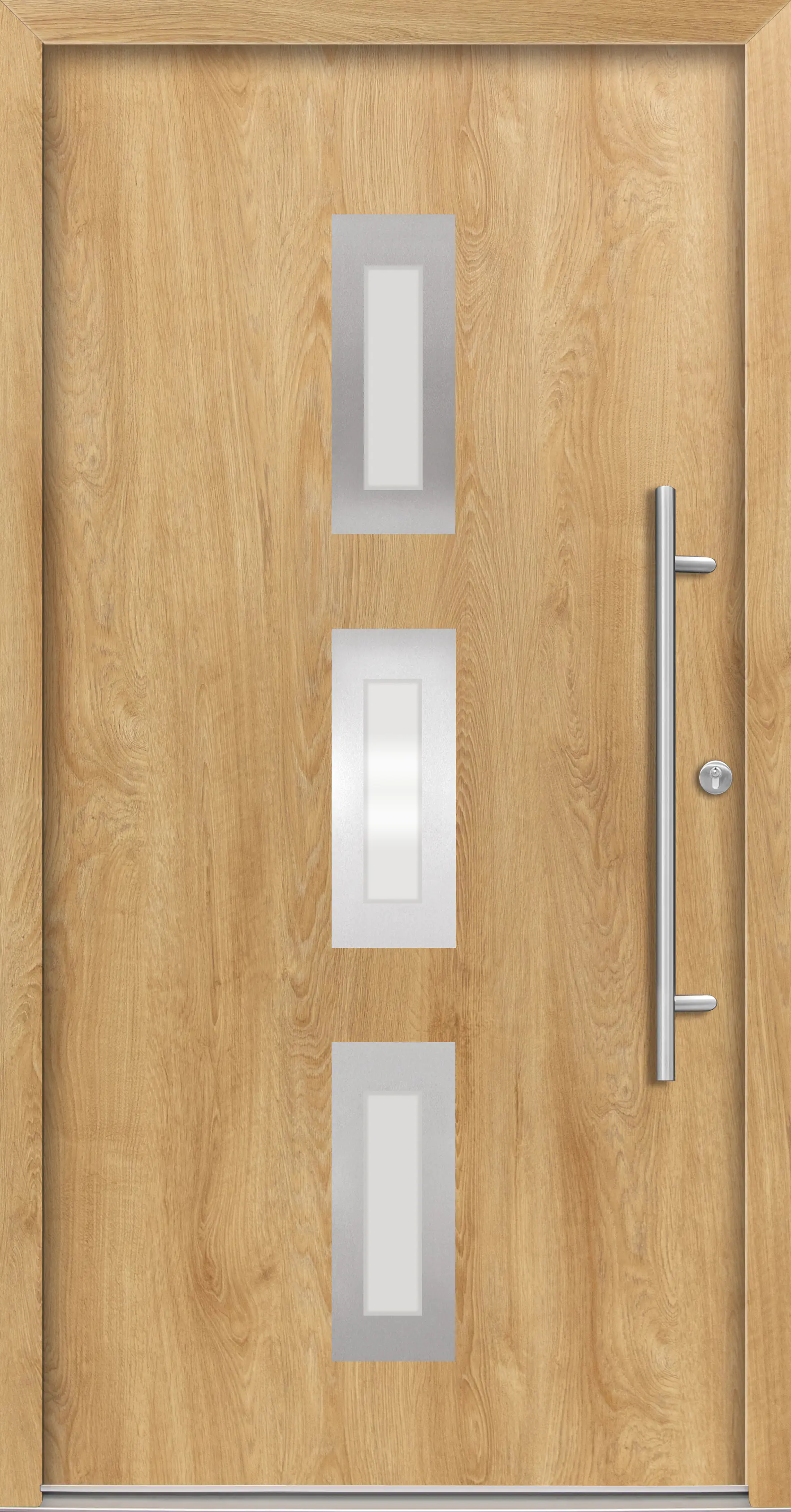 Splendoor Haustür Passivedoor Premium B02 Eiche Natur DIN Rechts 100 x 210 cm