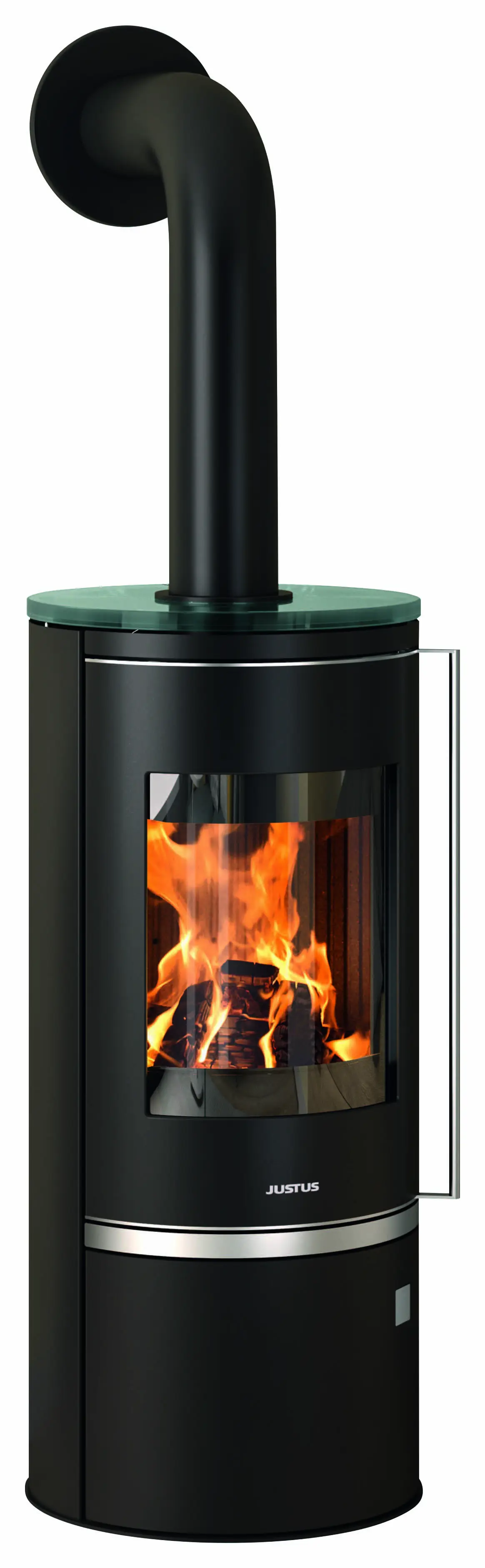 Justus Kaminofen Faro Top 2.0 Stahl schwarz mit Abdeckplatte Glas 6 kW