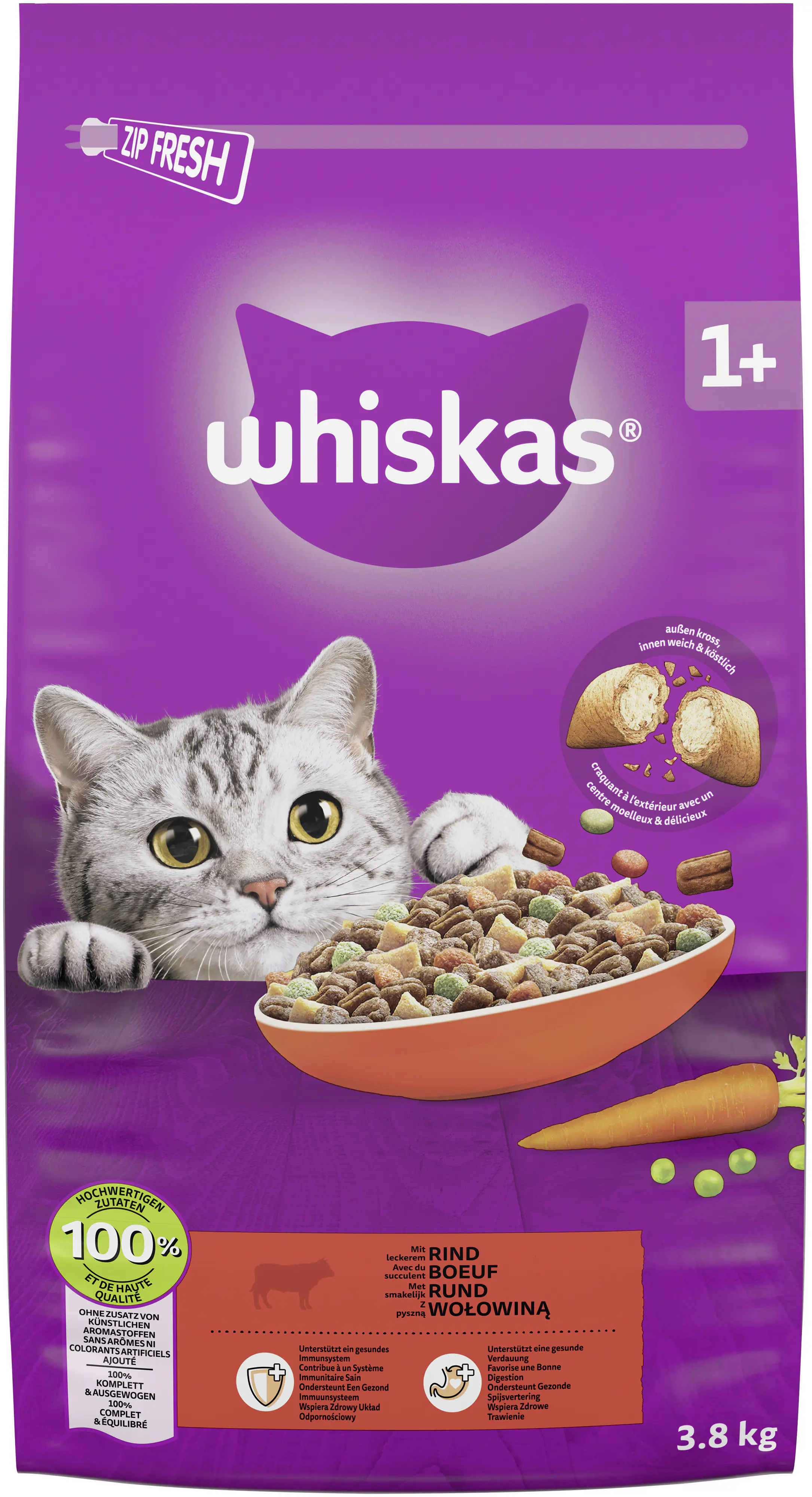 Whiskas Katzentrockenfutter Adult 3,8 kg  Rind