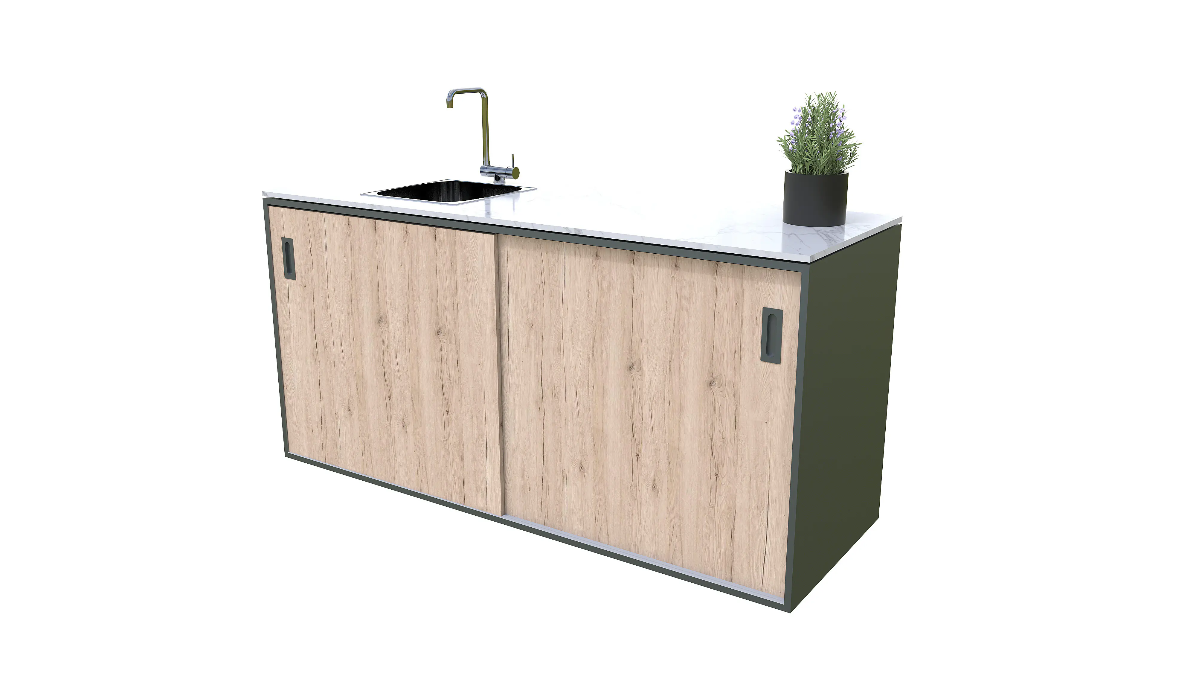 Bellano Living Element für Outdoorküchen mit Spüle links und 2 Türen eiche