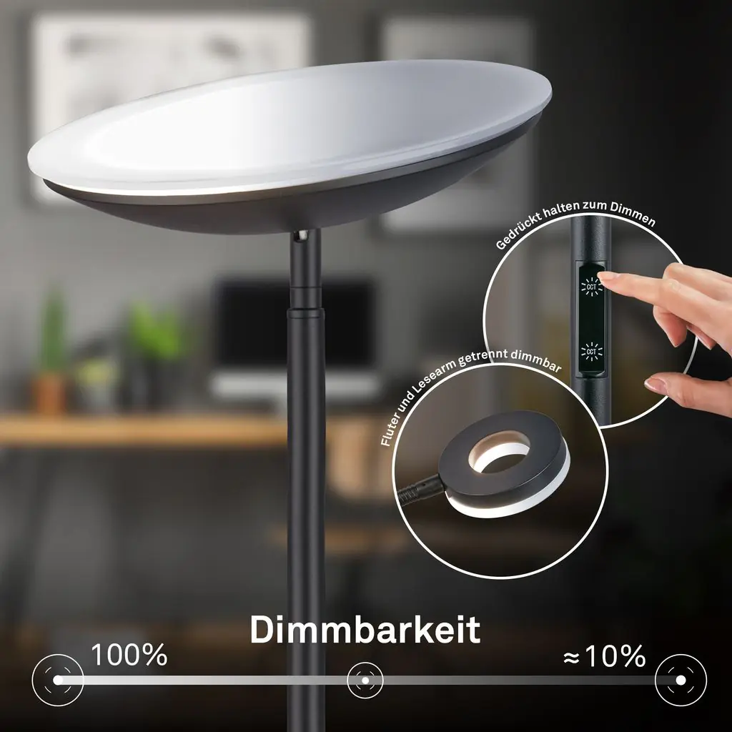 Briloner LED-Stehleuchte SIRA mit Lesearm Ø 26 x 180 cm schwarz