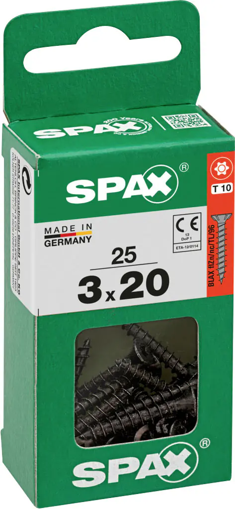 Spax Universalschrauben 3 x 20 mm T10 Vollgewinde - 25 Stk. 