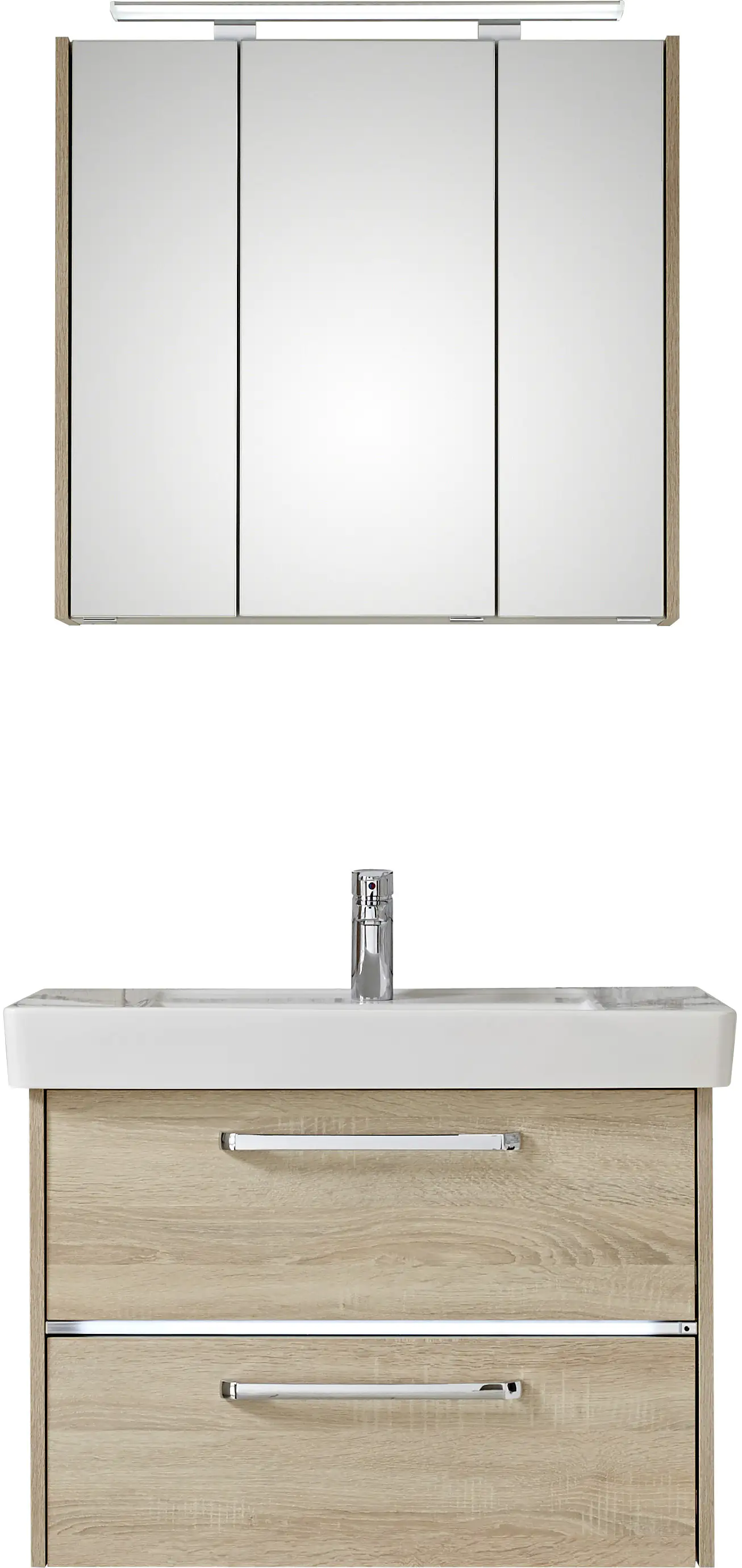 Primaster Badmöbelset Berlin eiche 80 cm LED-Leuchten, Keramikwaschtisch Primaster Badmöbelset Berlin eiche 80 cm LED-Leuchten, Keramikwaschtisch