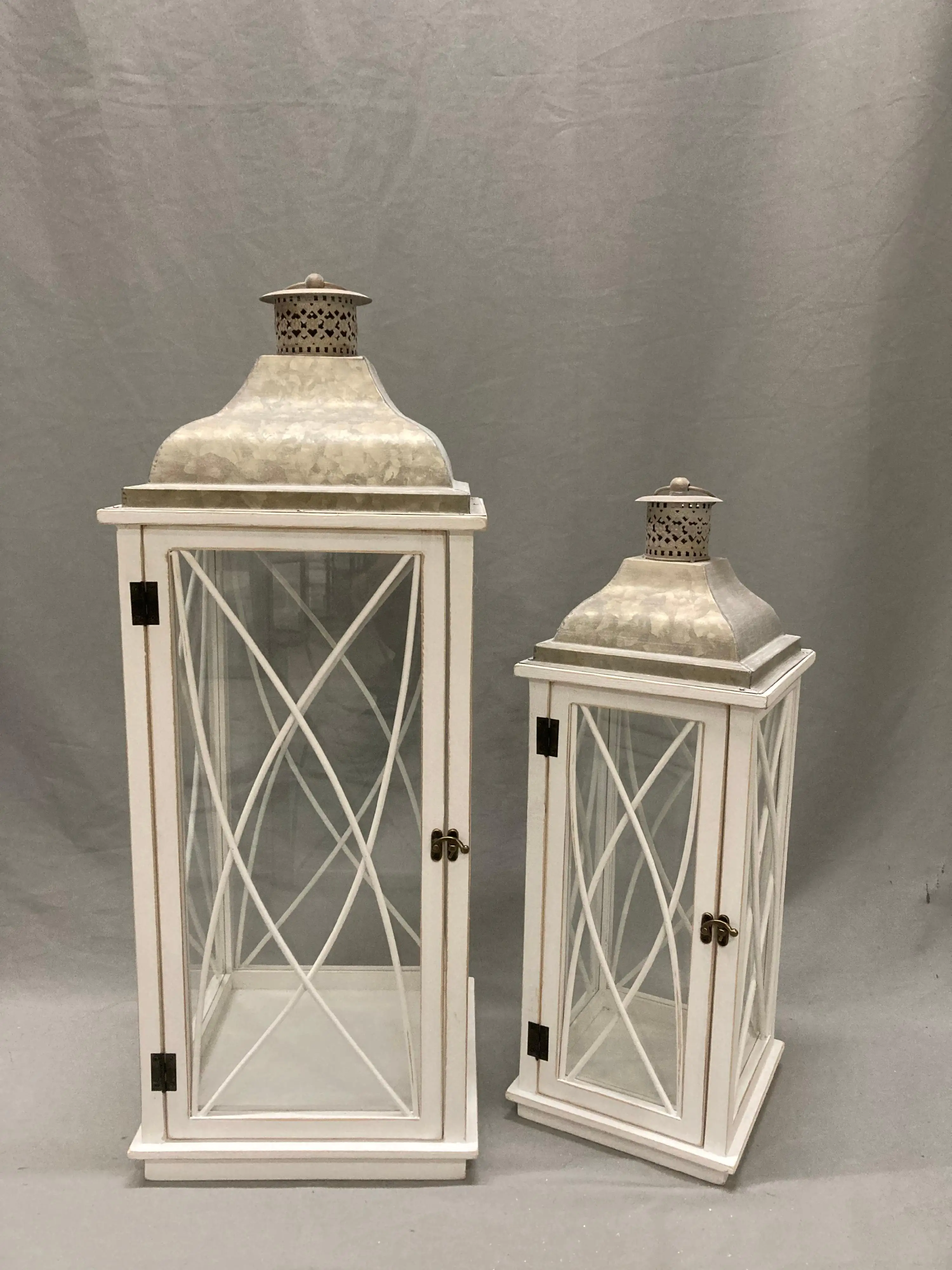 TrendLine Laterne Holz 60 x 22 x 22 cm weiß TrendLine Laterne Holz 60 x 22 x 22 cm weiß