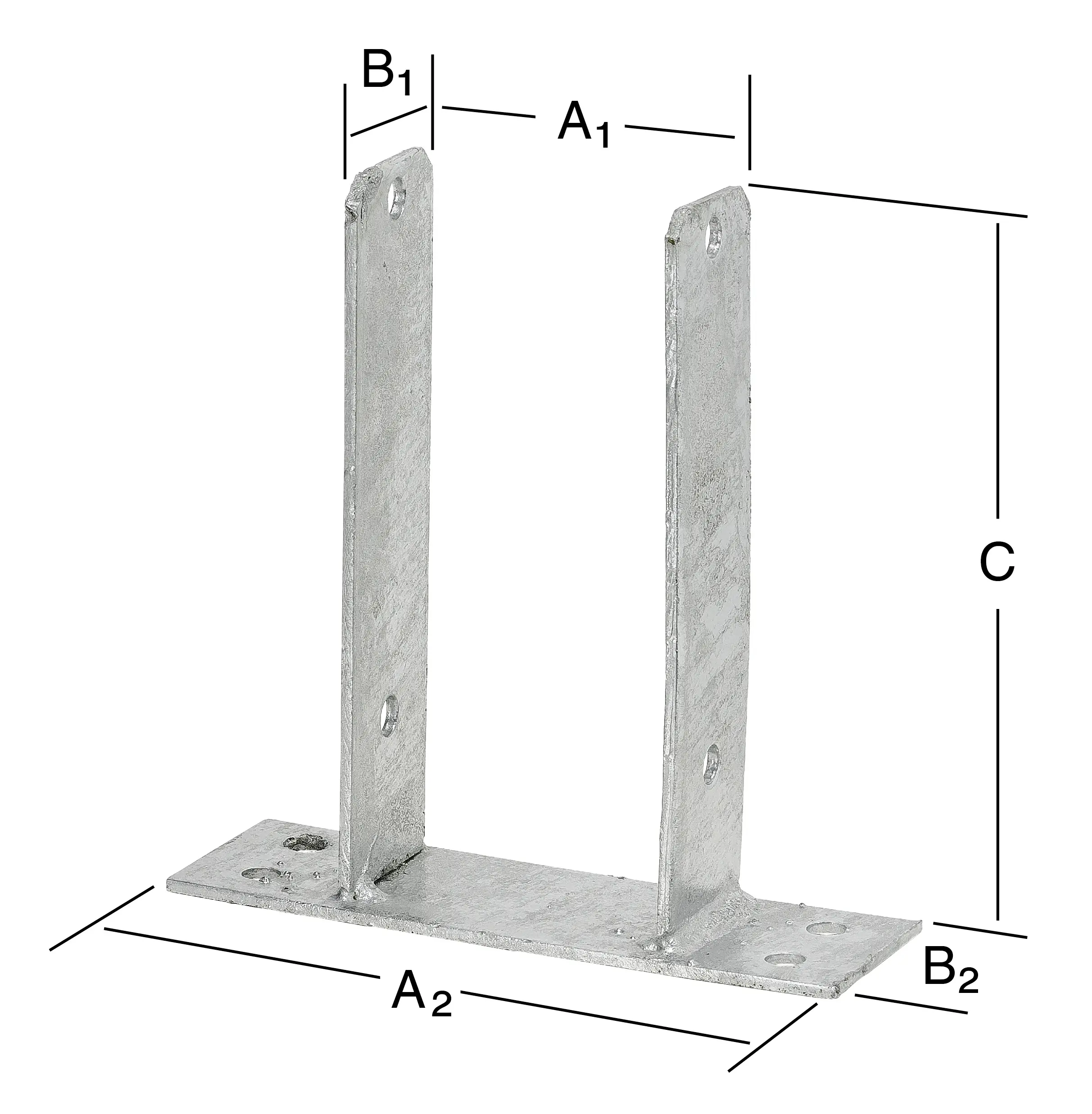 Vormann Schwere Stützenschuhe feuerverzinkt 91/180 x 50/60 x 200 mm