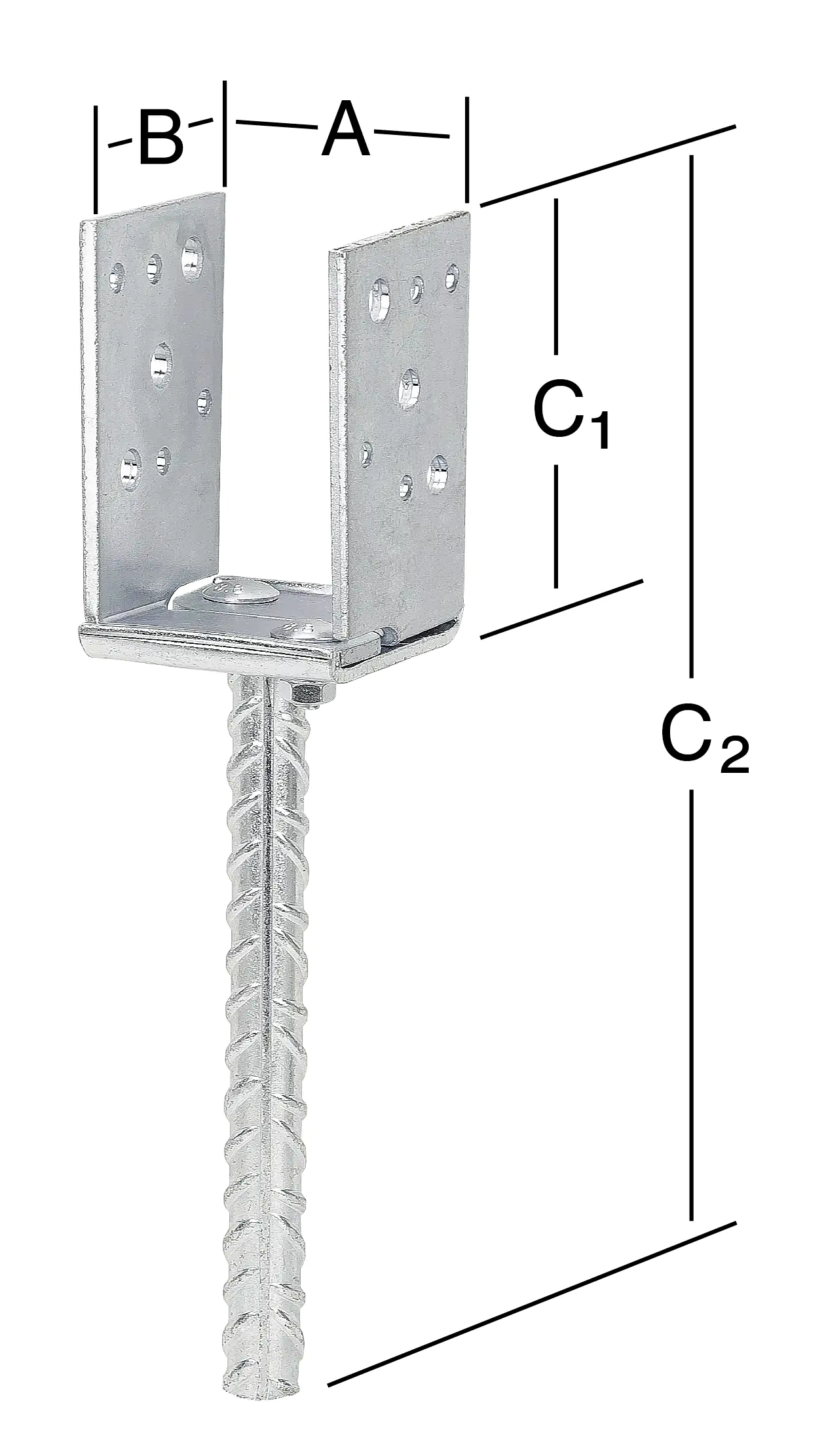 Vormann Verstellbare Stützenschuhe verzinkt 60-140 x 70 x 115/315 mm