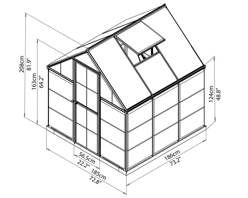 Canopia Gewächshaus Hybrid 6X6 grün 185 x 186 x 208 cm