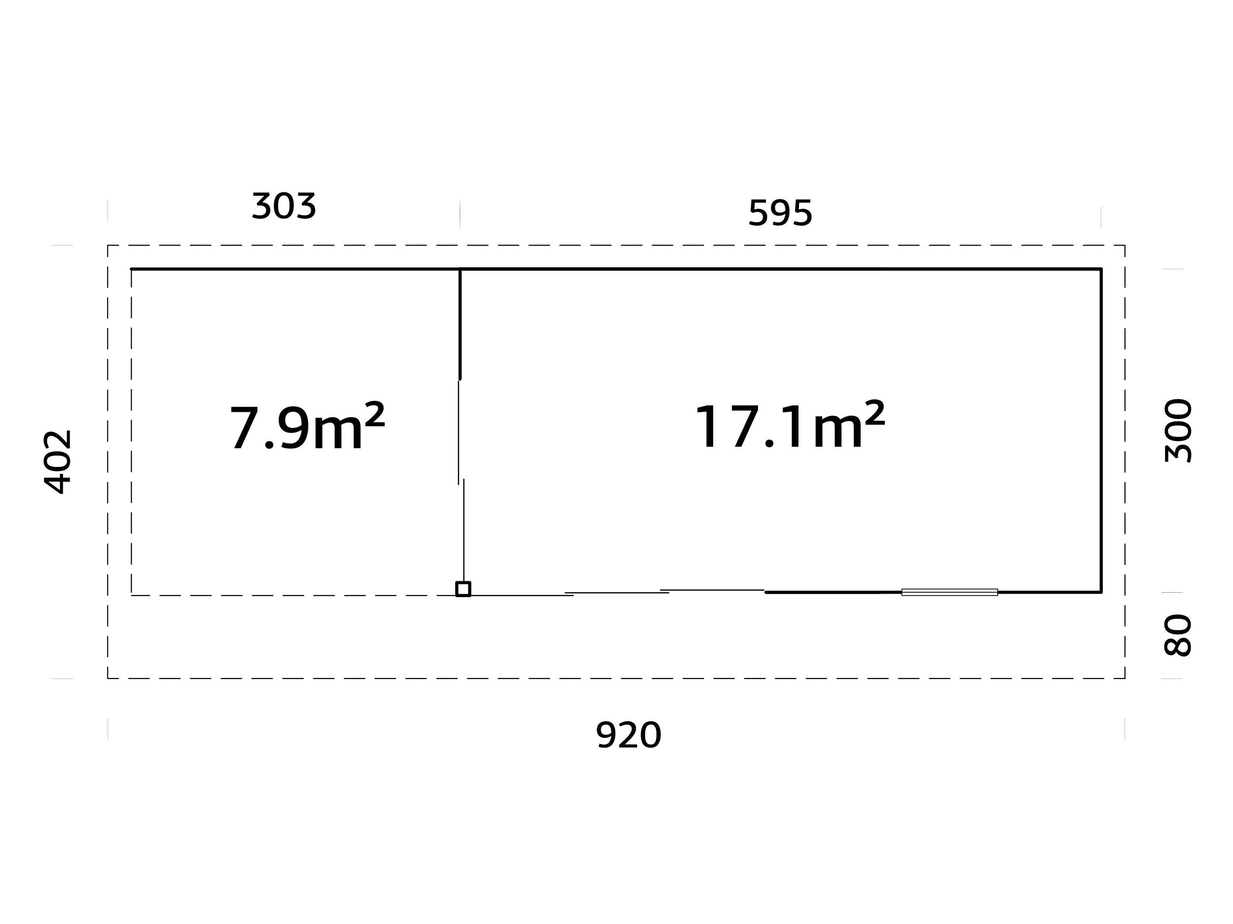 Palmako Gartenhaus Andrea 898 x 300 cm Slide mit Schiebetüren naturbelassen