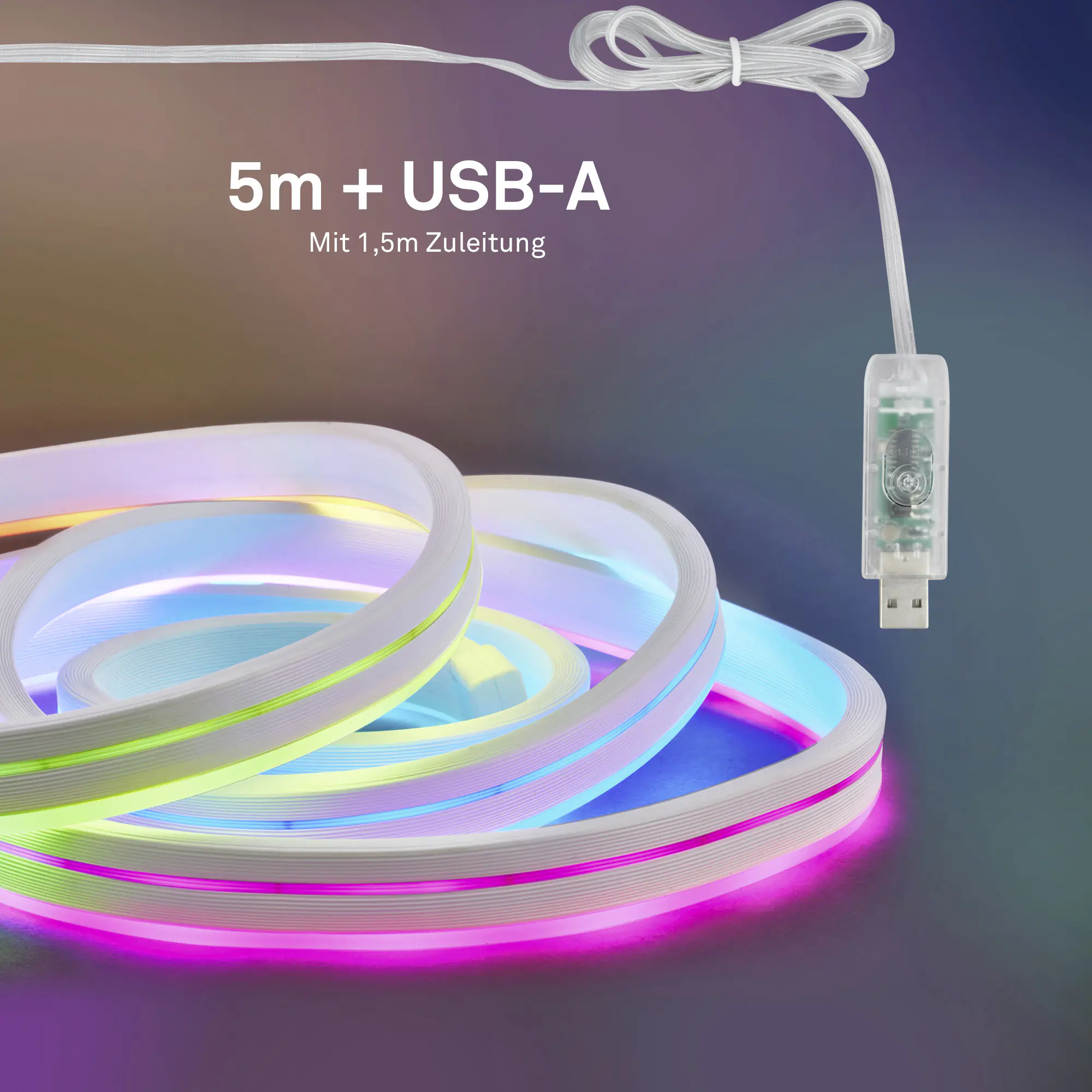 Briloner LED-Streifen Neon RGB mit Musiksensor 5 m dimmbar weiß