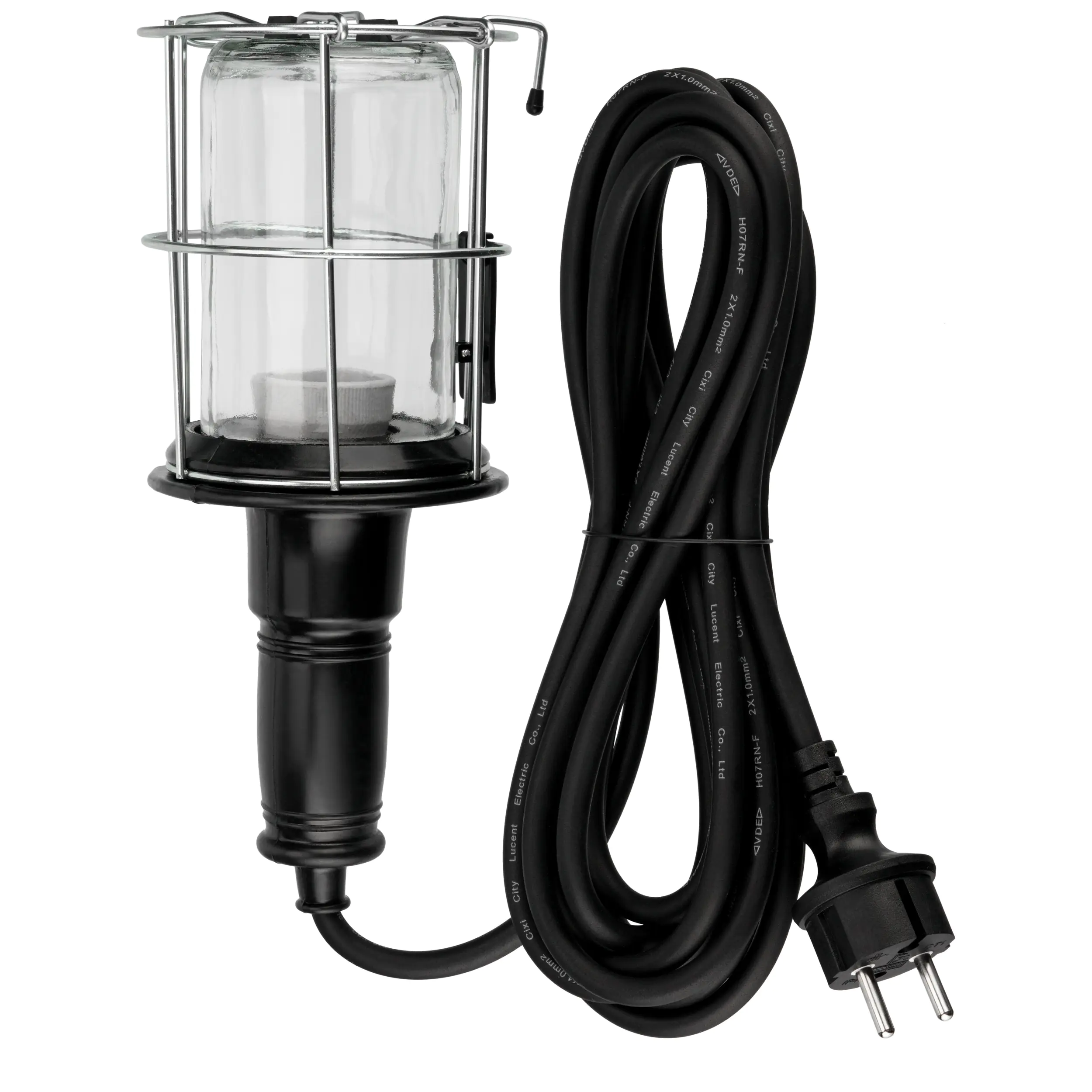 REV Handleuchte mit Metallkorb E27 max. 60W 5m H07RN-F schwarz REV Handleuchte mit Metallkorb E27 max. 60W 5m H07RN-F schwarz