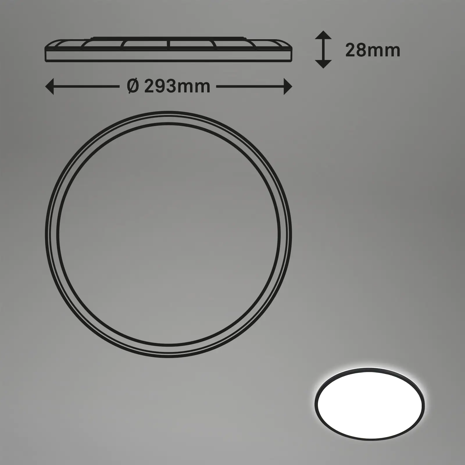 Di-Ka ultraflaches LED Panel Slim Ø 29,3 cm schwarz mit Backlight Di-Ka ultraflaches LED Panel Slim Ø 29,3 cm schwarz mit Backlight