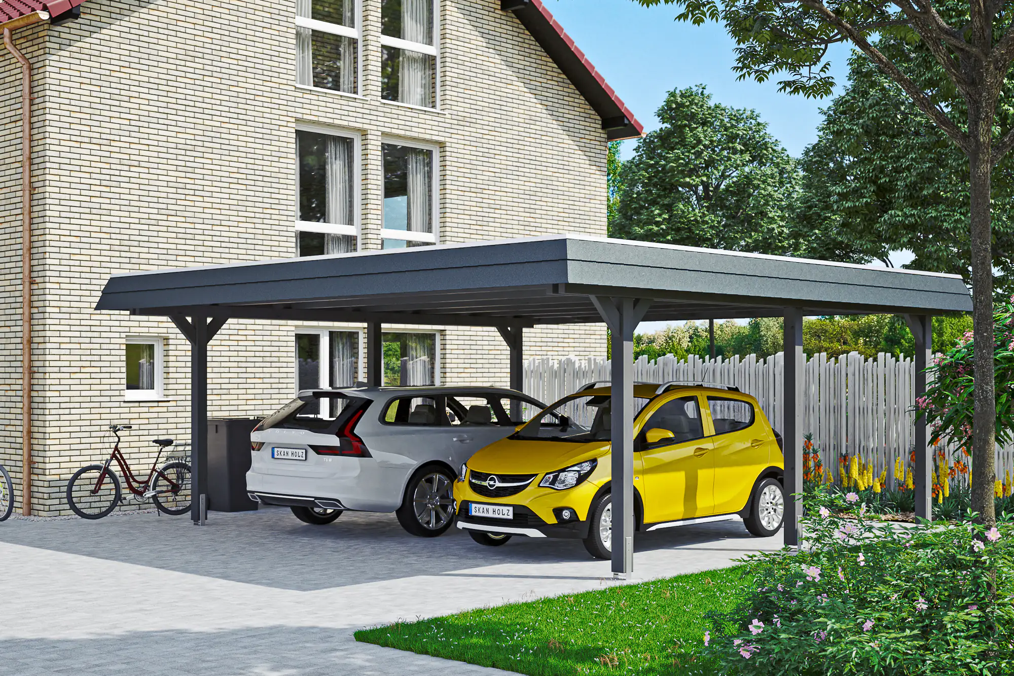 SKAN HOLZ Carport Wendland 630 x 637 cm mit Aluminiumdach