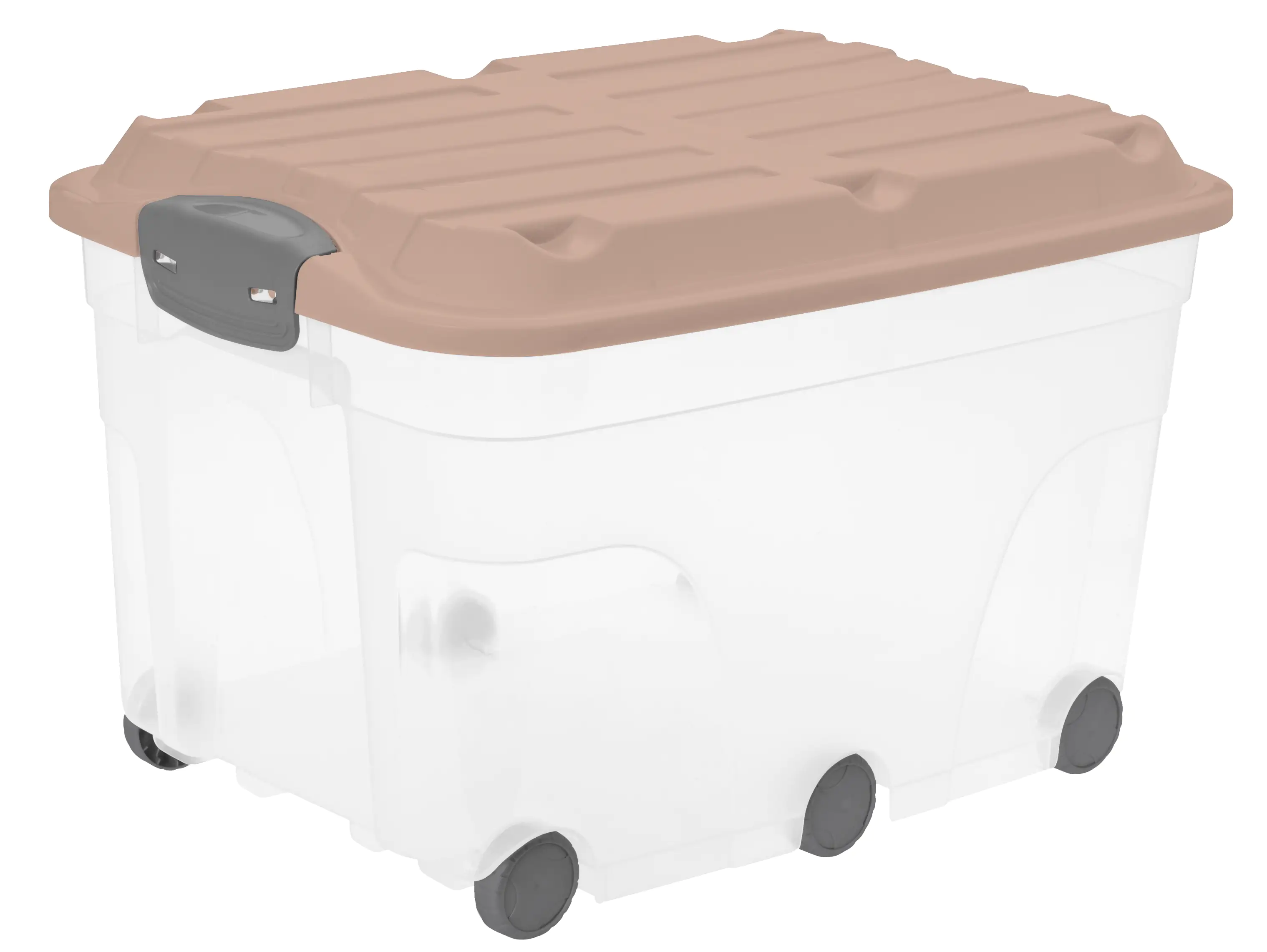 Rotho Aufbewahrungsbox Roller 6 mit Rollen und Deckel 57 L meadow rose