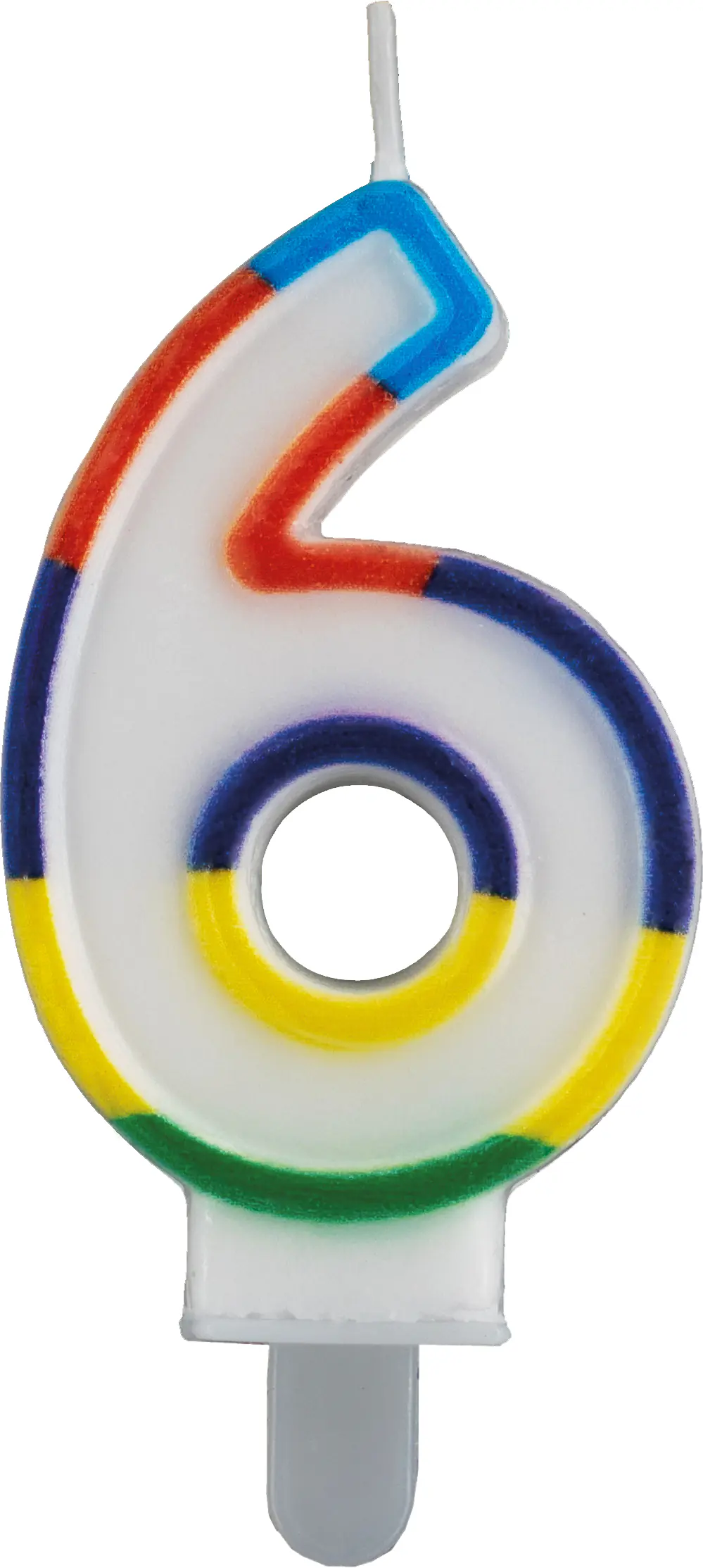 Geburtstagskerze Zahl 6 bunt 6 cm - 1 Stück