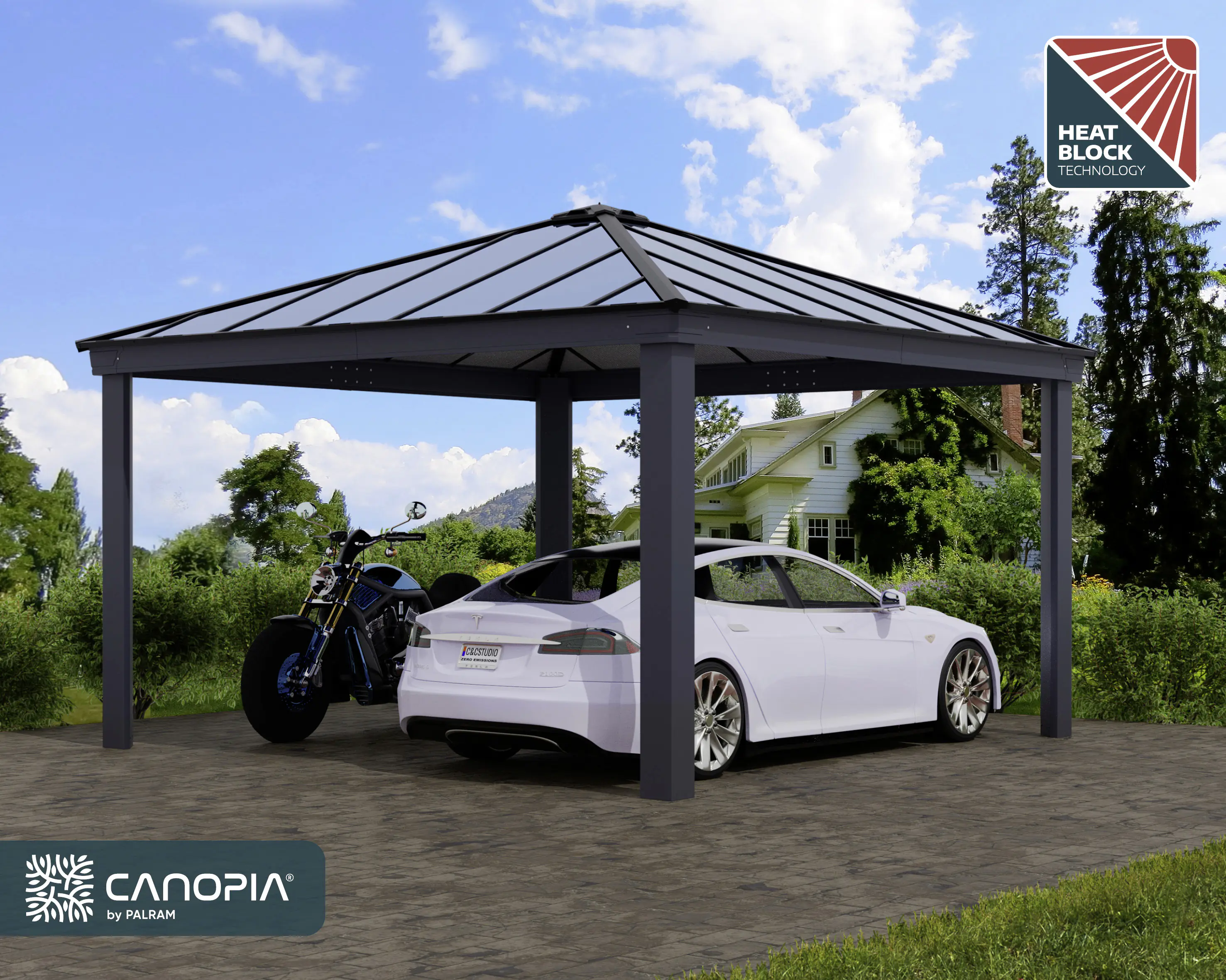 Canopia Carport Colorado 14x14  Grau Alu 426 x 426 cm