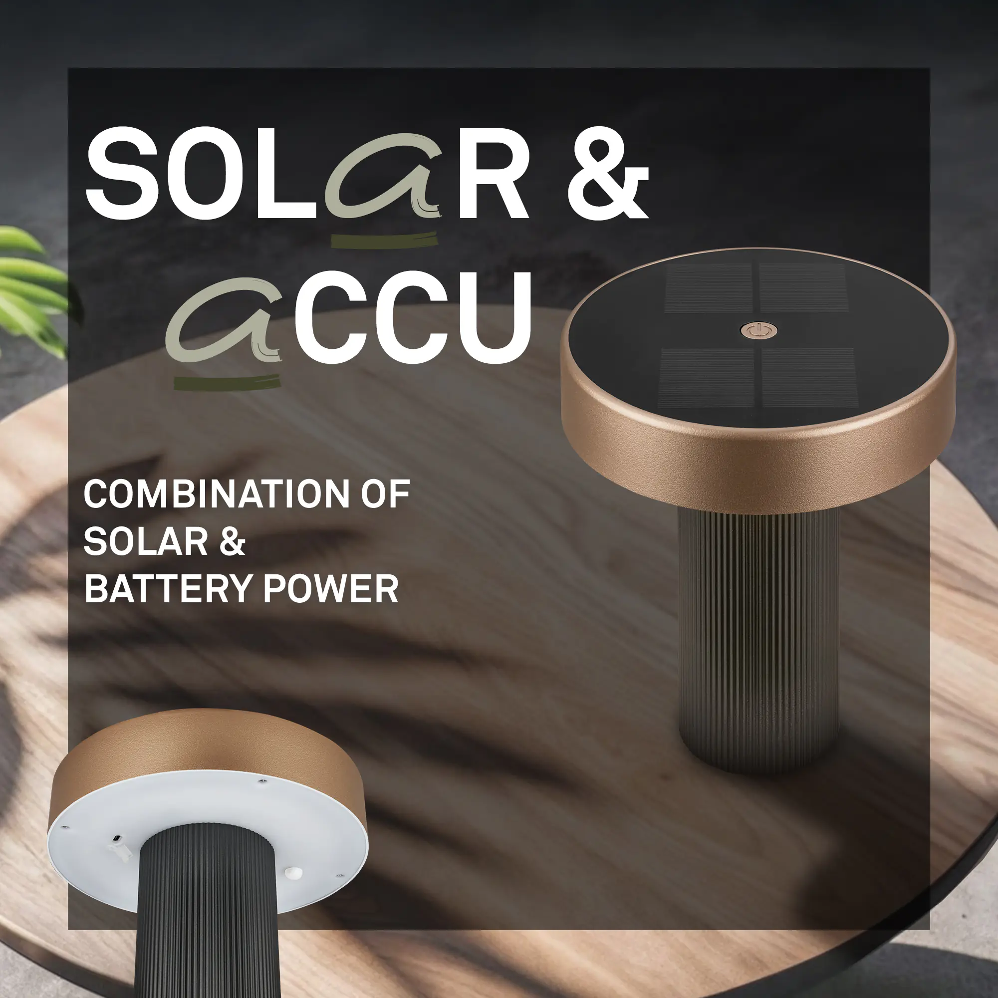 Briloner LED Solar-Tischleuchte Poga Ø 16 x 20 cm warmweiß anthrazit-bronze dimmbar