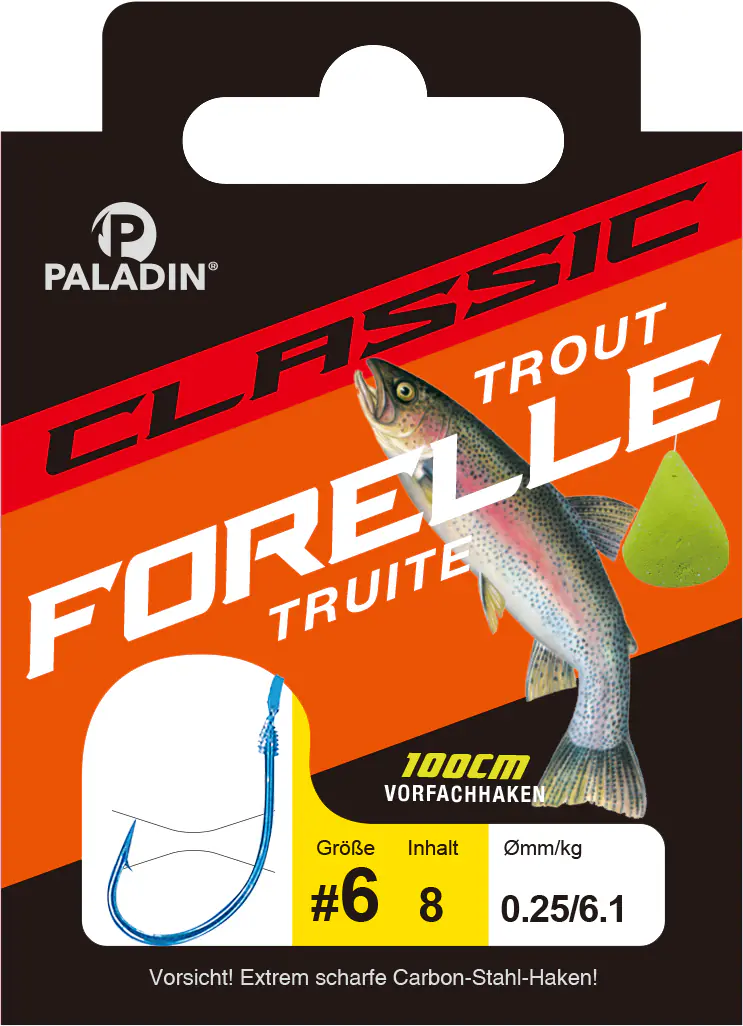 Paladin Forellenhaken gebunden Größe 14 100 cm 9 Stück blau 