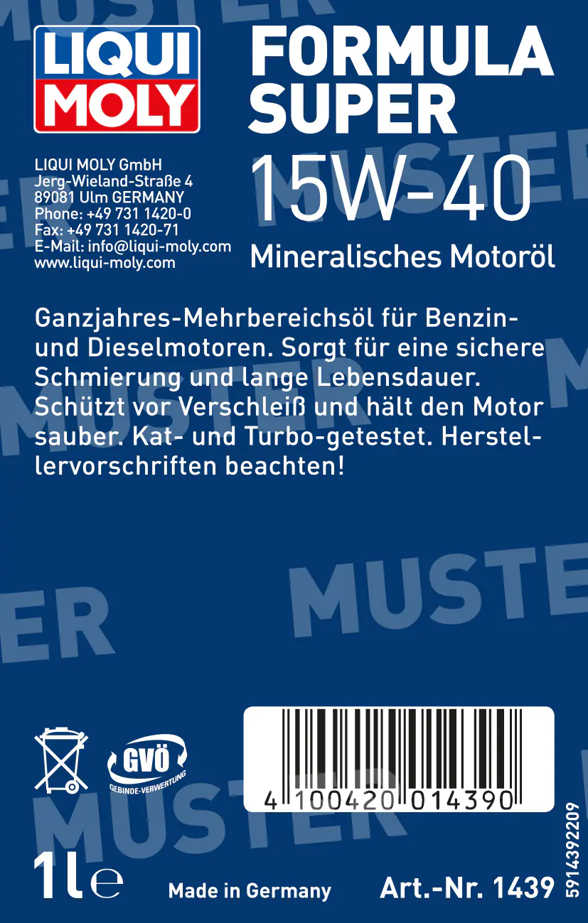 Liqui Moly Motoröl Formula Super 15W-40 1 L Liqui Moly Motoröl Formula Super 15W-40 1 L