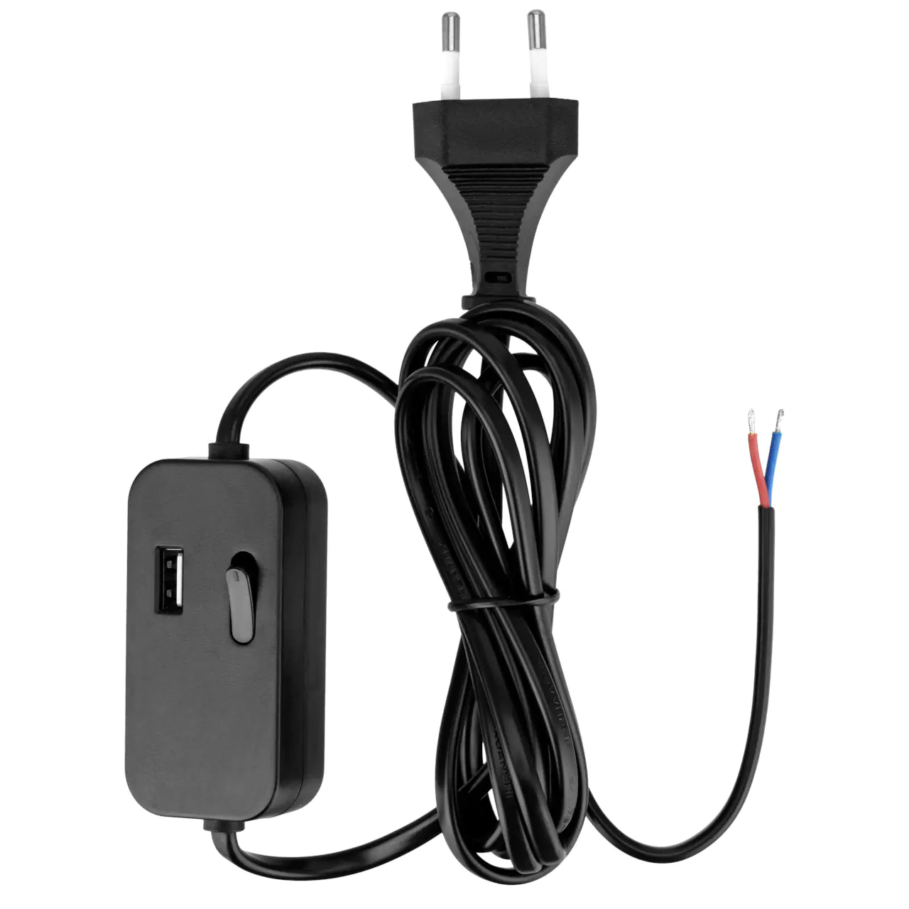 REV Zuleitung Euro 2,5A  mit Schalter USB A 2m schwarz REV Zuleitung Euro 2,5A  mit Schalter USB A 2m schwarz