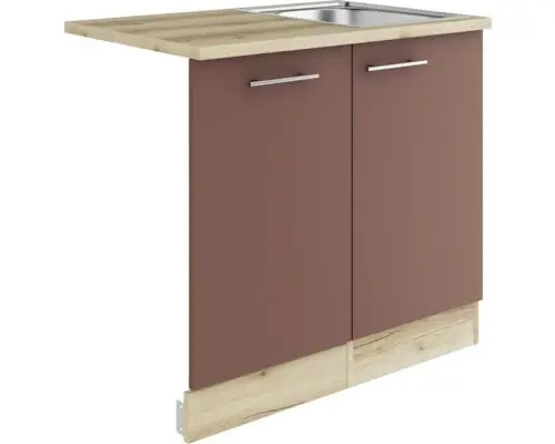 Optifit Spüle mit Unterschrank-Set Bari 407 rostrot/eiche 90 cm