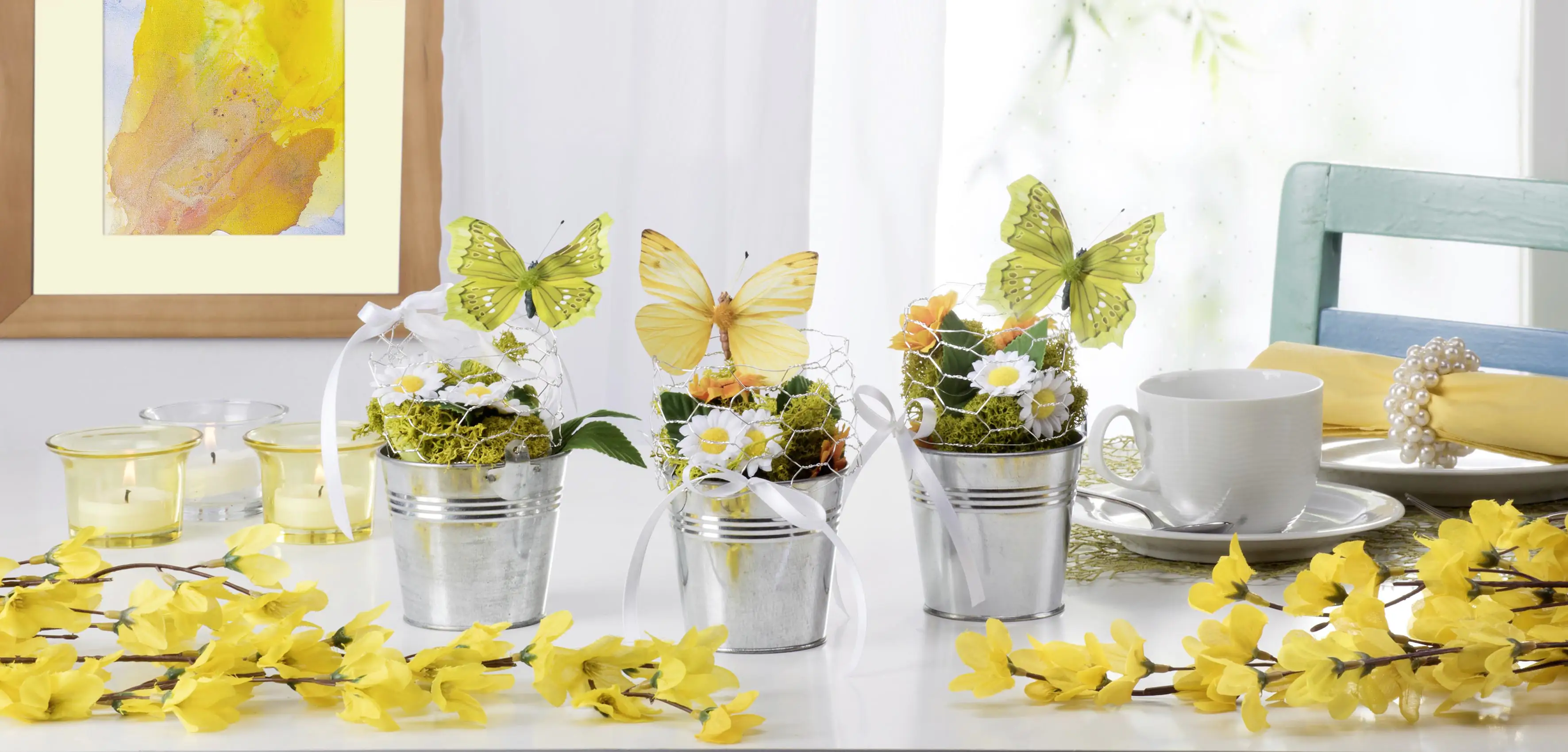 Glorex Schmetterling gelb 8cm mit Clip Farbe: gelb