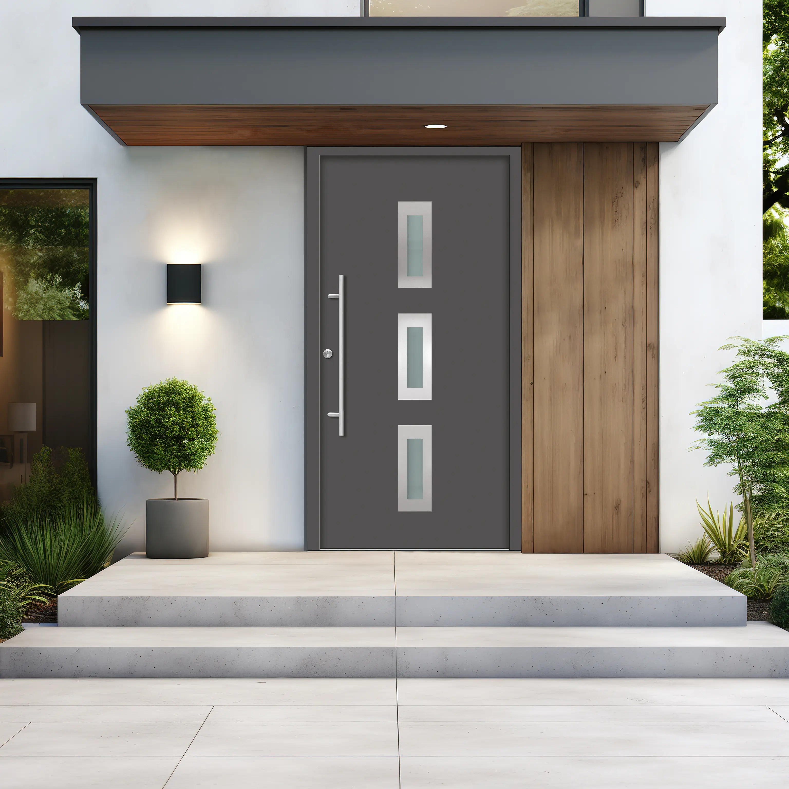 Splendoor Haustür Passivedoor Premium B02 Anthrazit DIN Links 110 x 210 cm