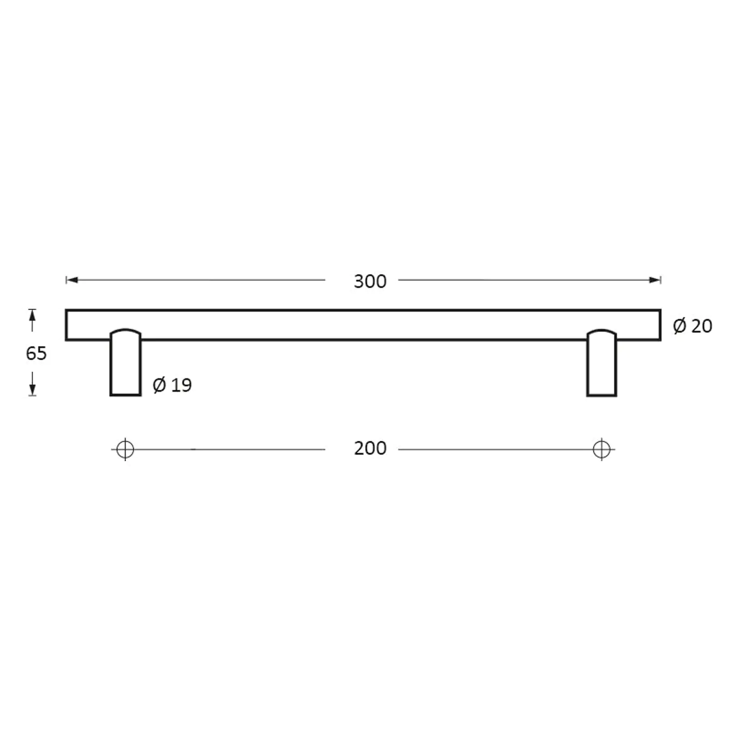 8714186334003_3220879 Intersteel Stoßgriff T-Modell - 6.5 x 19.6 x 2.0 cm