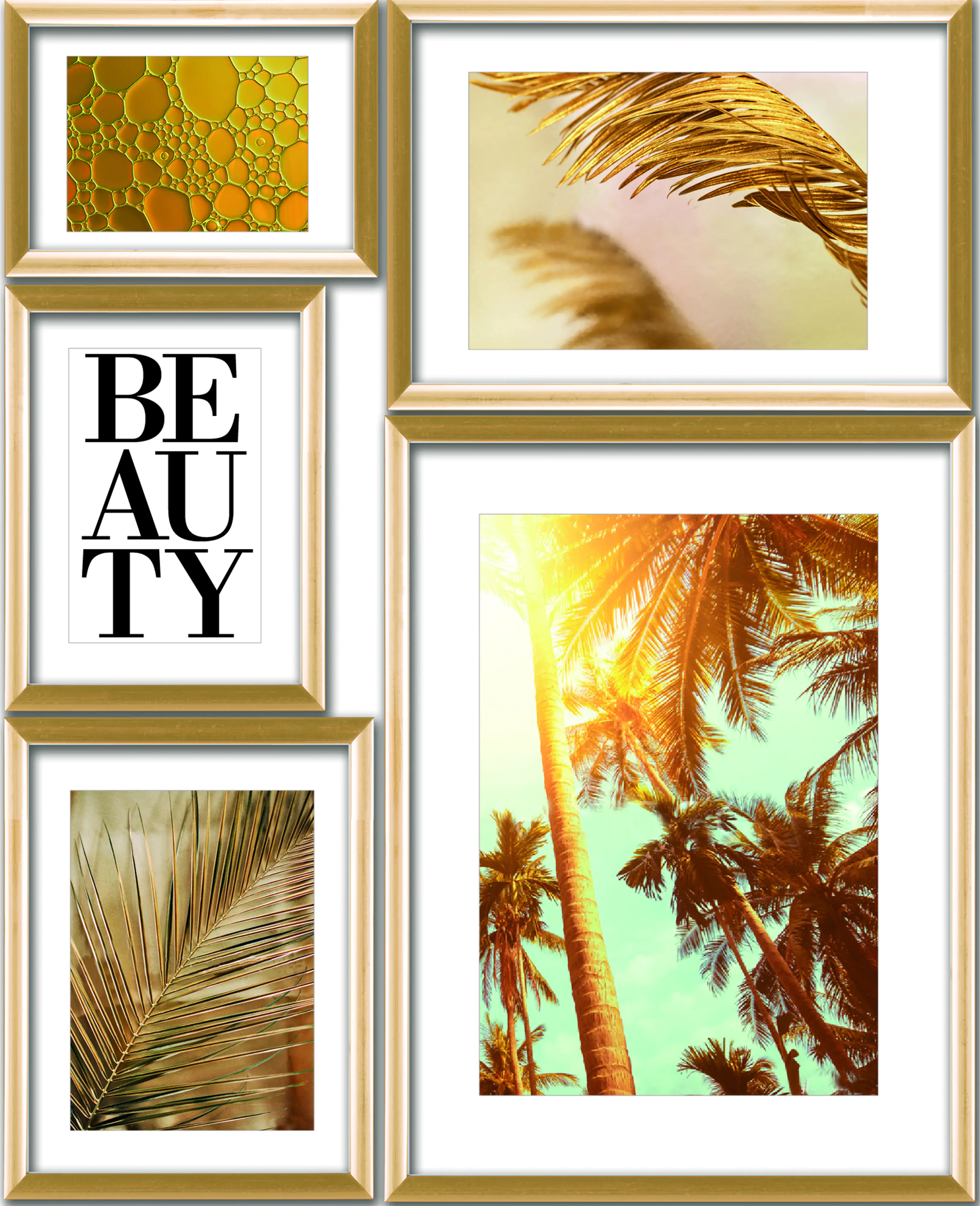 Bilderrahmen Collage Golden Beauty 53x65 cm 5-teilig