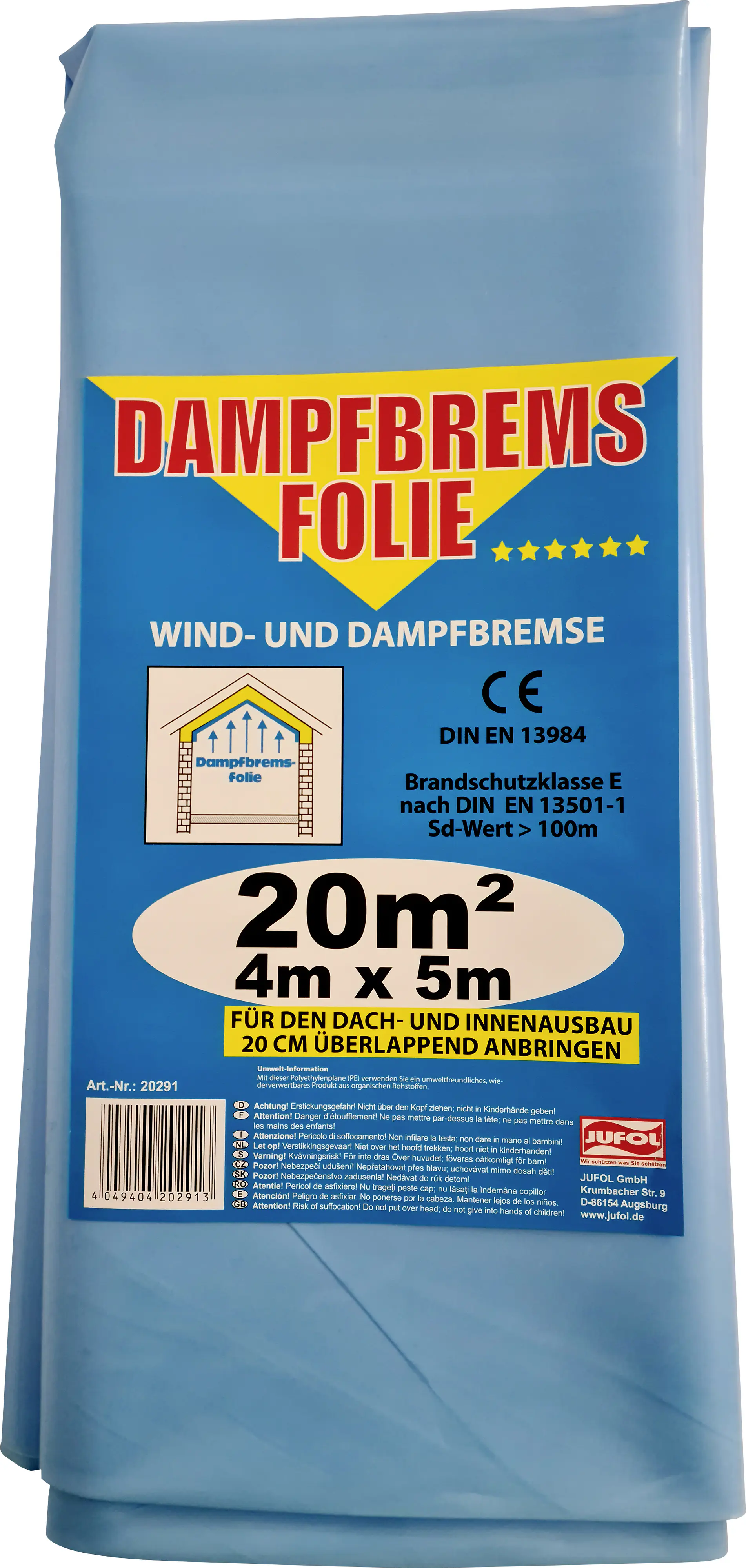 Jufol Dampfbremse 4 x 5 m = 20 m² blau