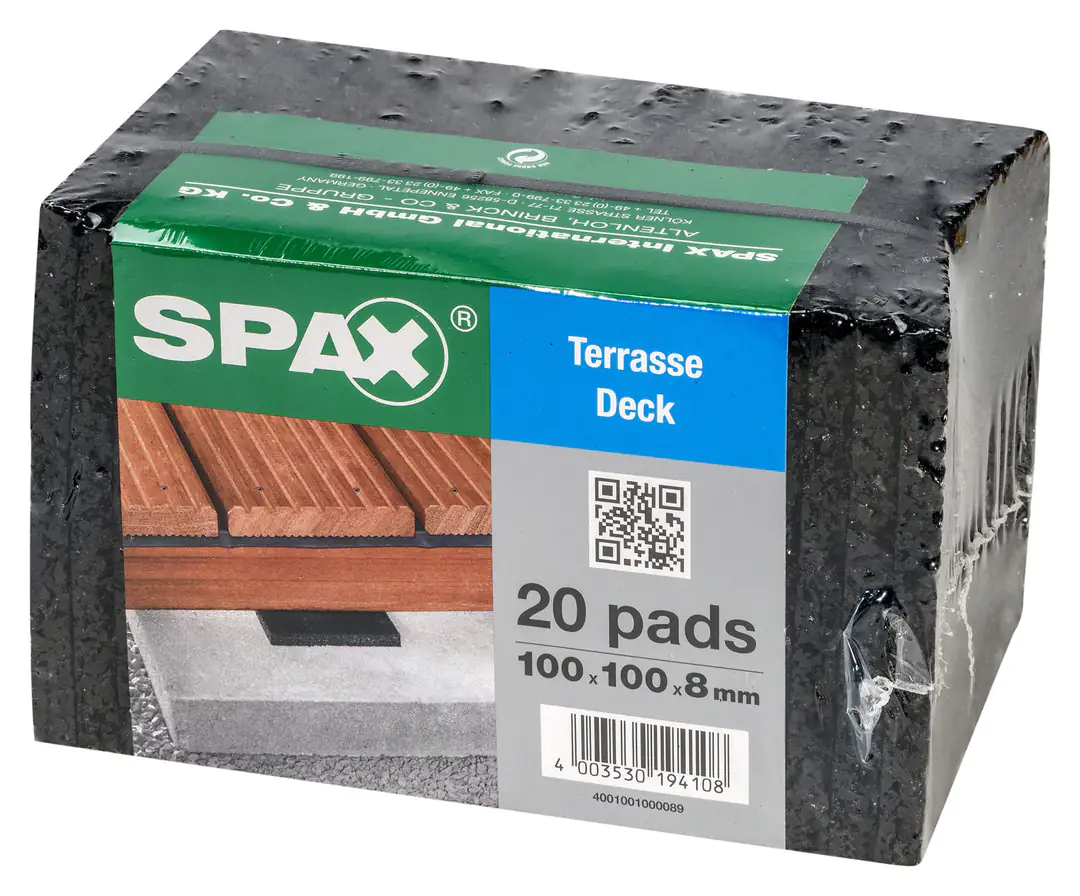 Spax Terrassen Pads 100 x 100 x 8 mm - - 20 Stk. Spax Terrassen Pads 100 x 100 x 8 mm - - 20 Stk.