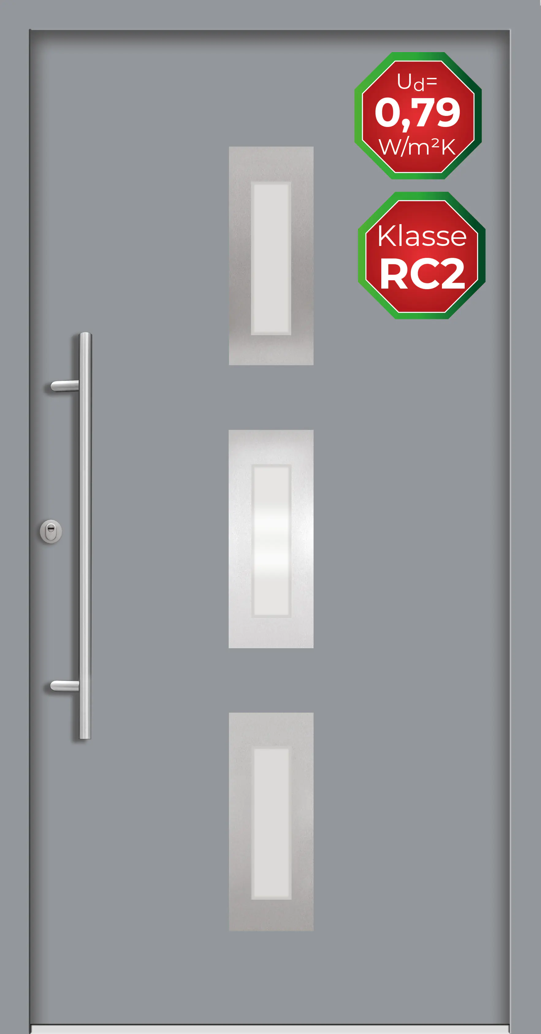 Splendoor Haustür Passivedoor Premium B02 RC2 Grau DIN Links 110 x 210 cm
