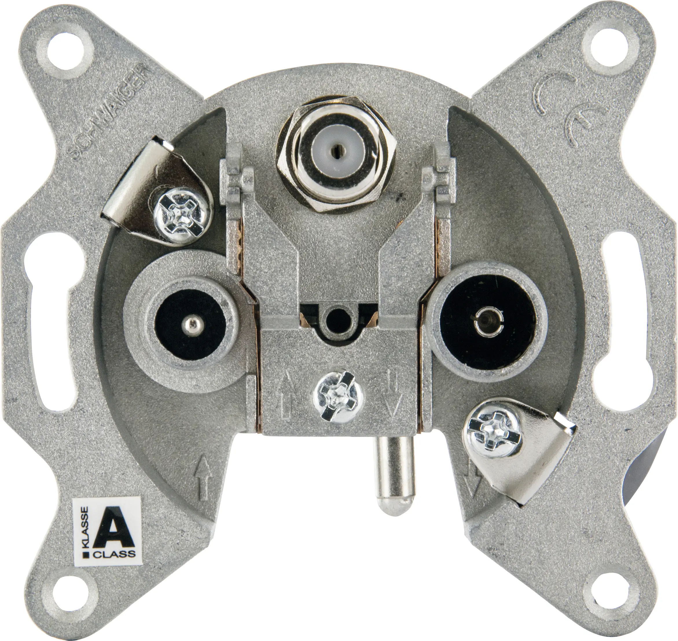 Schwaiger SAT Breitband Durchgangsdose RDS660 531 (16dB), F IEC silber, 3-Loch, 1x F / 2x IEC