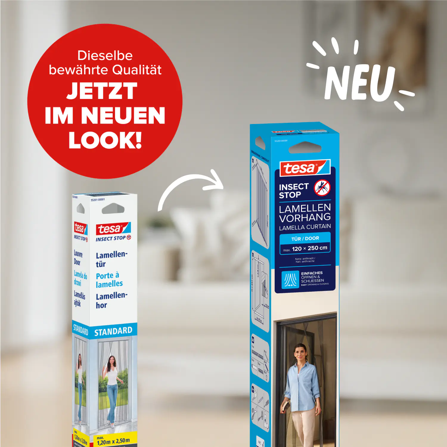 tesa Fliegenschutz-Lamellenvorhang STANDARD 120 x 250 cm - anthrazit