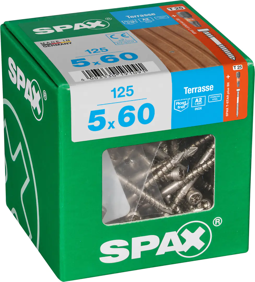 Spax Terrassenschrauben 5.0 x 60 mm TX 25 - 125 Stk.
