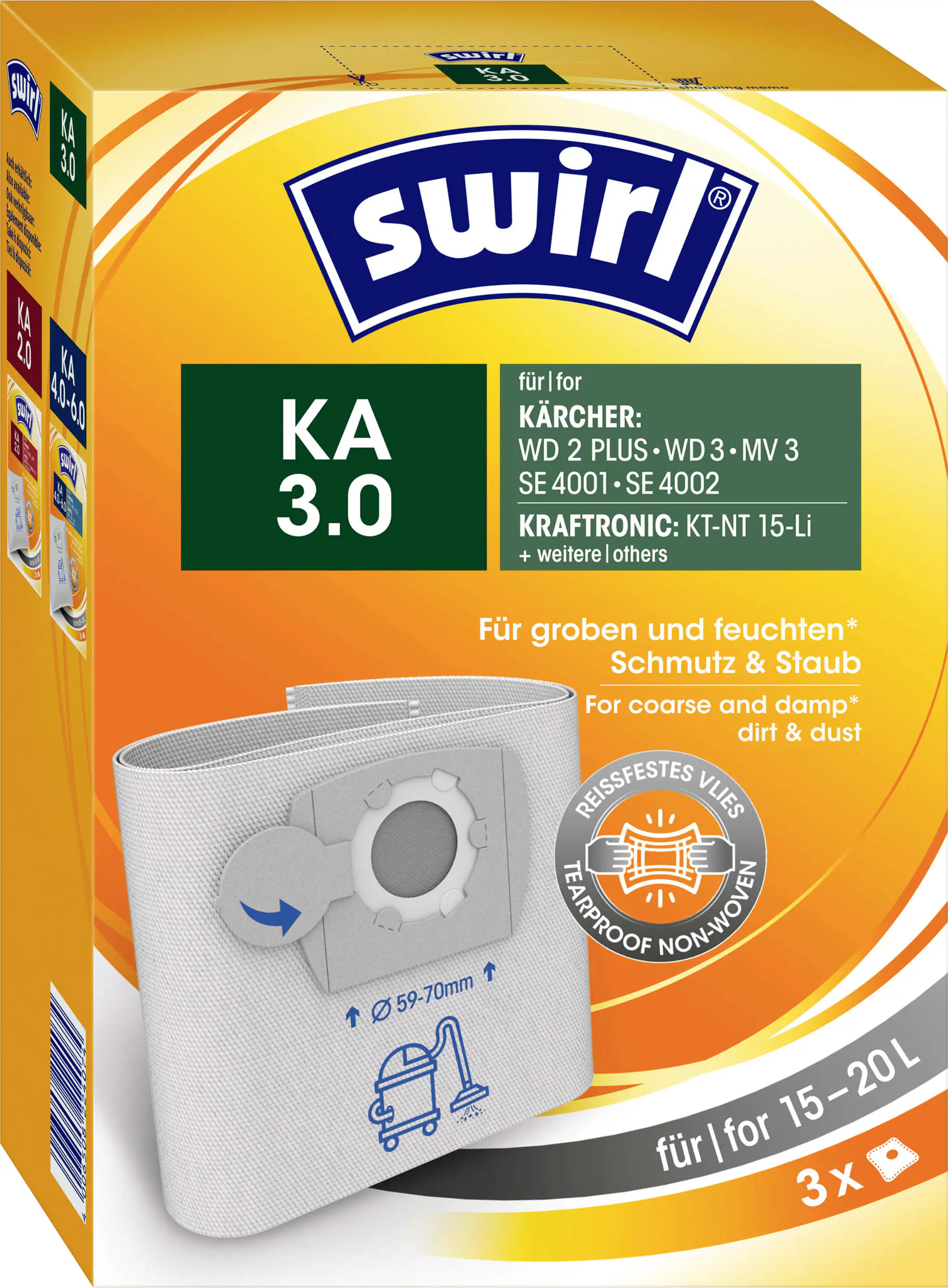 Swirl KÄ 3 Staubbeutel für Nass-Trockensauger, Kärcher/Shop-Vac 3 Stück Swirl KÄ 3 Staubbeutel für Nass-Trockensauger, Kärcher/Shop-Vac 3 Stück