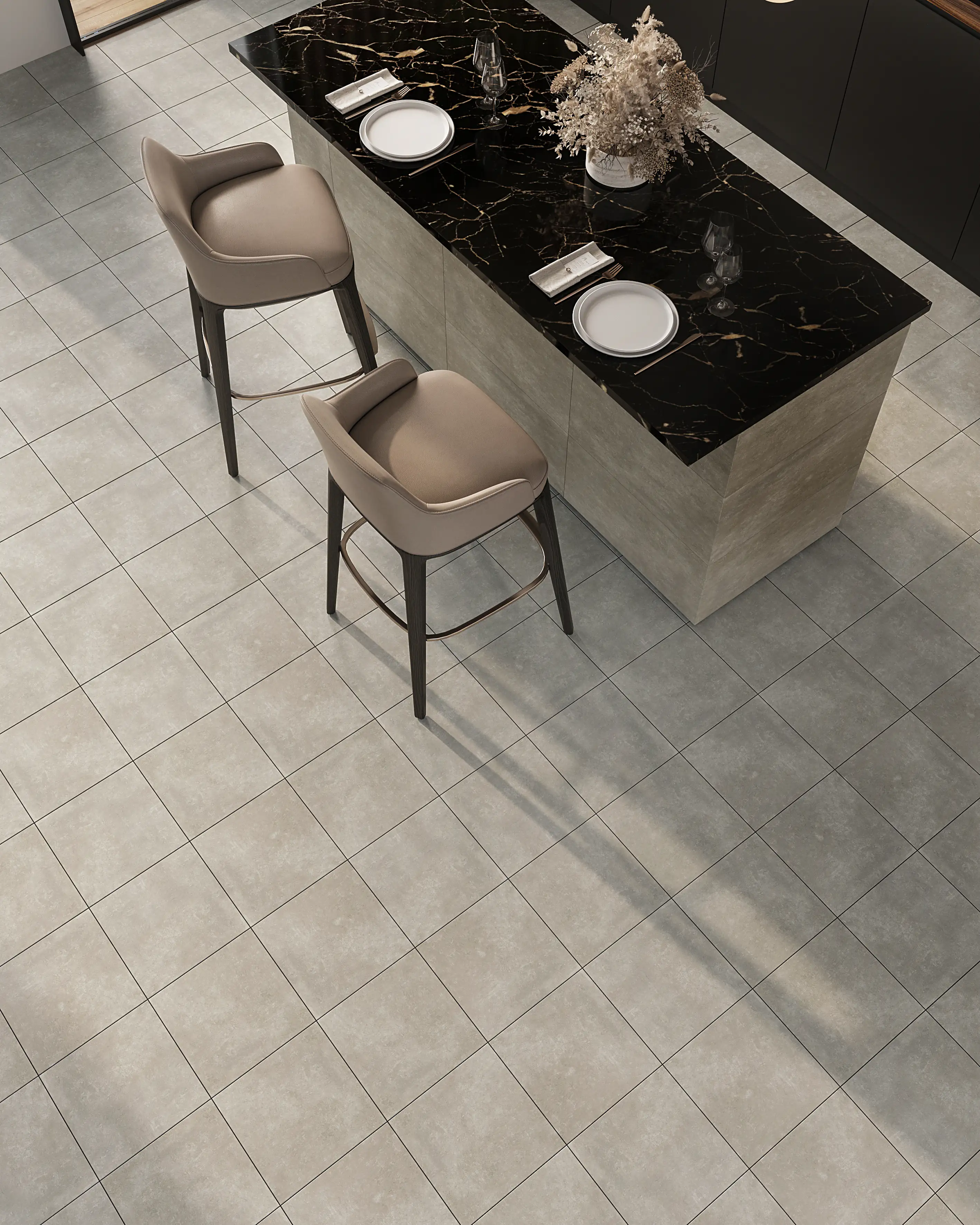 Bodenfliese Feinsteinzeug Beton 30 x 30 grau