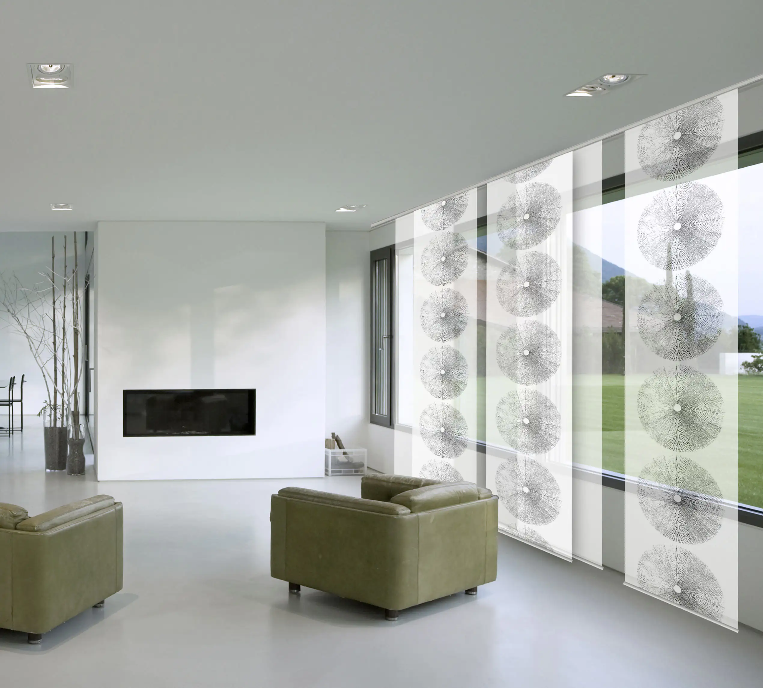 Gardinia Flächenvorhang Tree weiß-grau, 60 x 245 cm