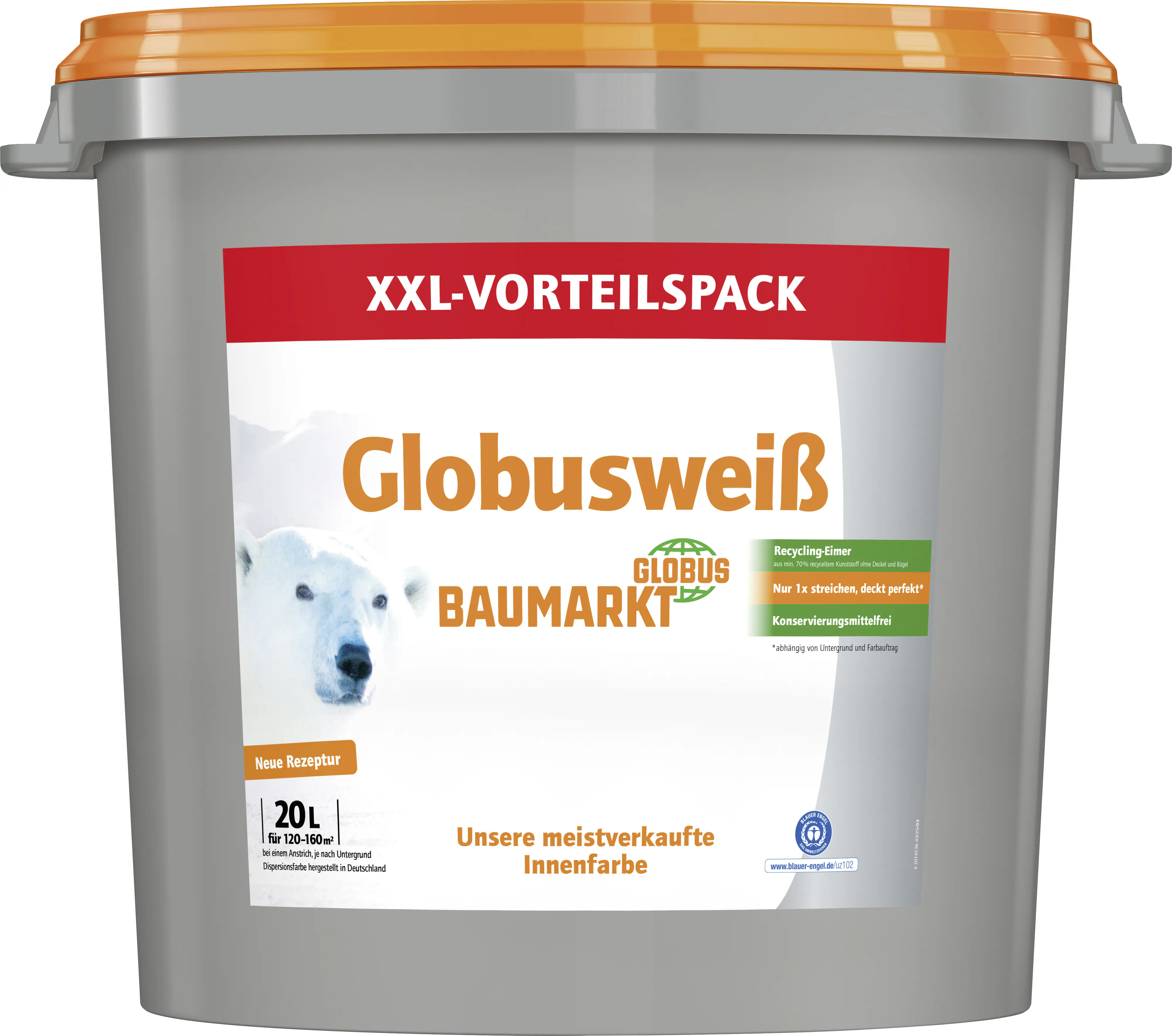 Globusweiß Wandfarbe matt konservierungsmittelfrei 20 L