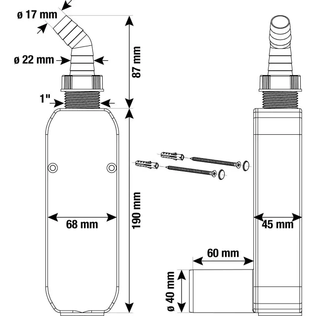 Cornat Geräte-Aufputzsiphon Ø 40 mm, 90 Grad Kunststoff, grau, Abgang waagerecht