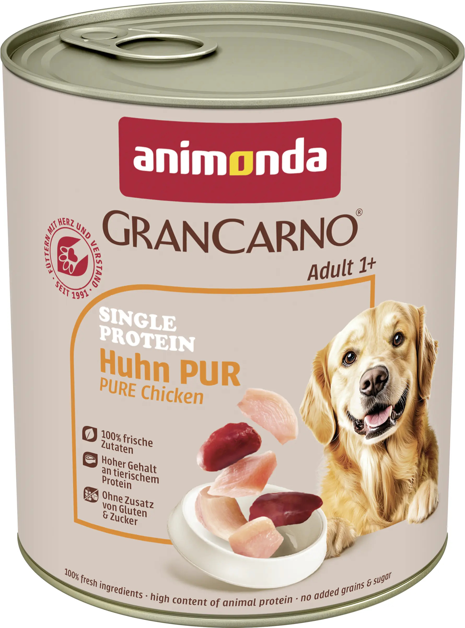 Animonda GranCarno Hundenassfutter Adult Single Protein getreidefrei 800 g Huhn