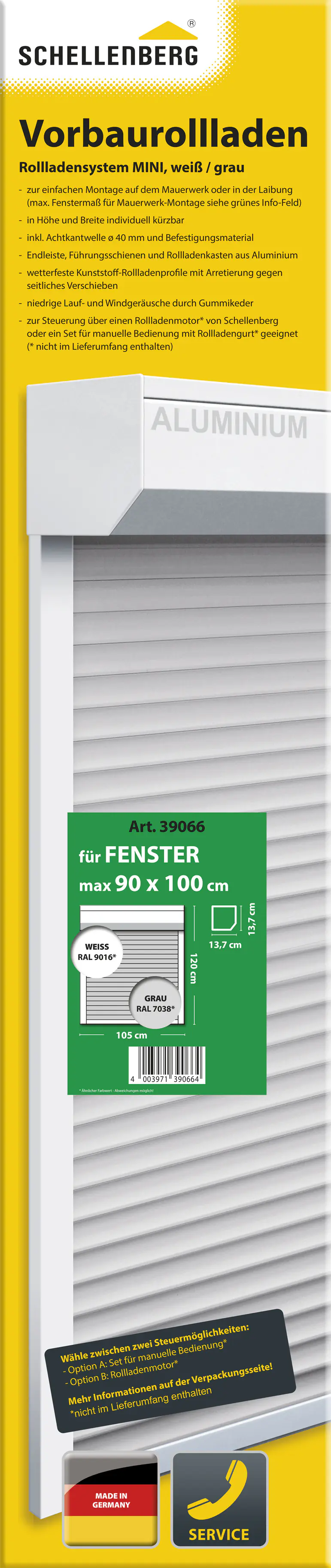 Schellenberg Vorbaurollladen-Set, 105 x 120 cm, 45°-Rollladenkasten, weiß/grau Schellenberg Vorbaurollladen-Set, 105 x 120 cm, 45°-Rollladenkasten, weiß/grau